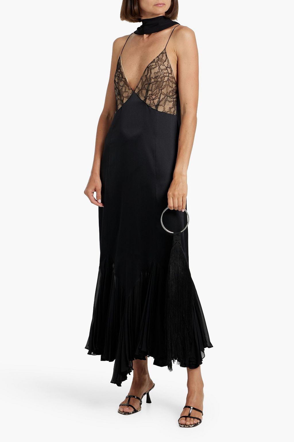 KHAITE Candita silk-chiffon, satin and lace maxi dress