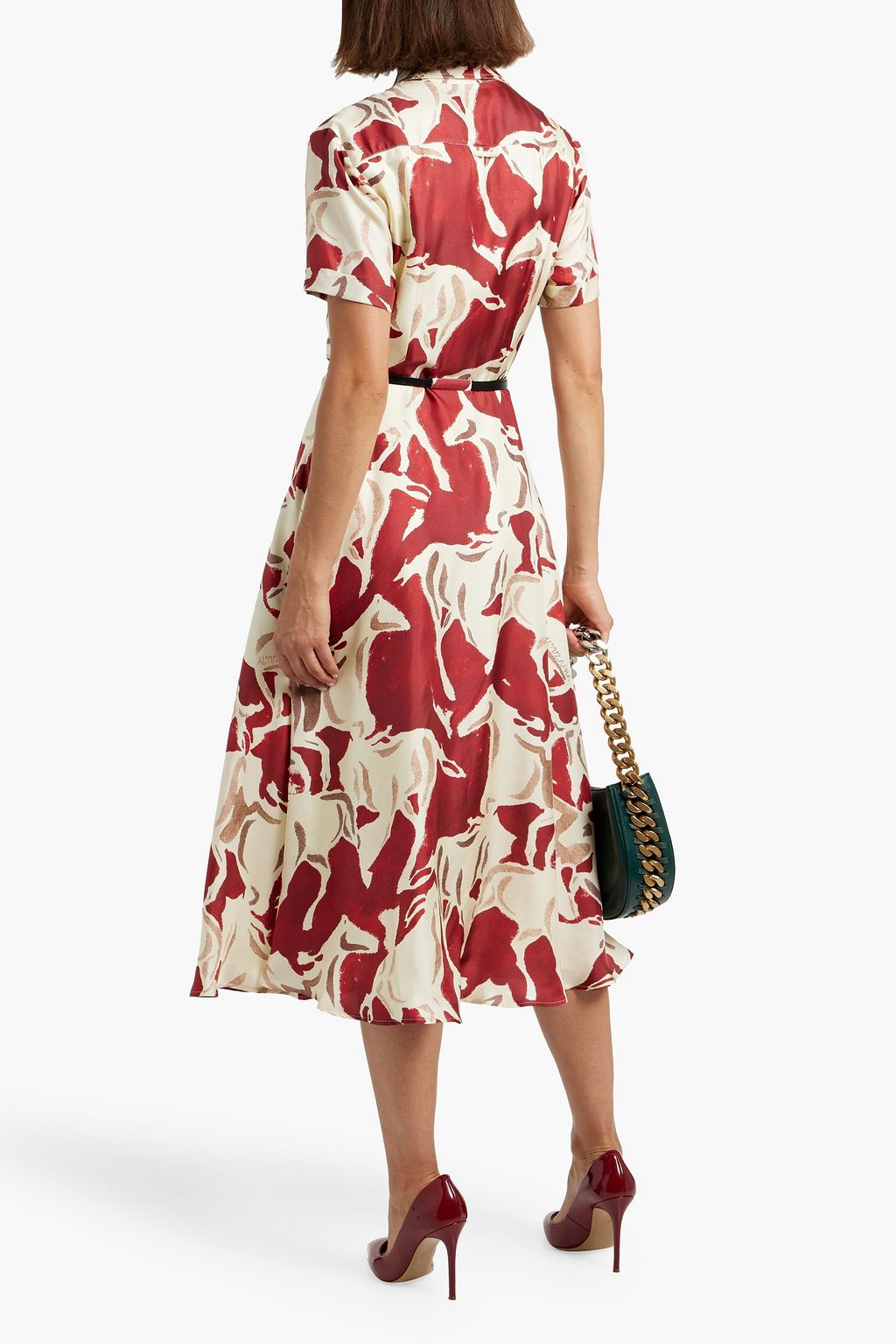 ALTUZARRA Belted printed silk-twill midi shirt dress