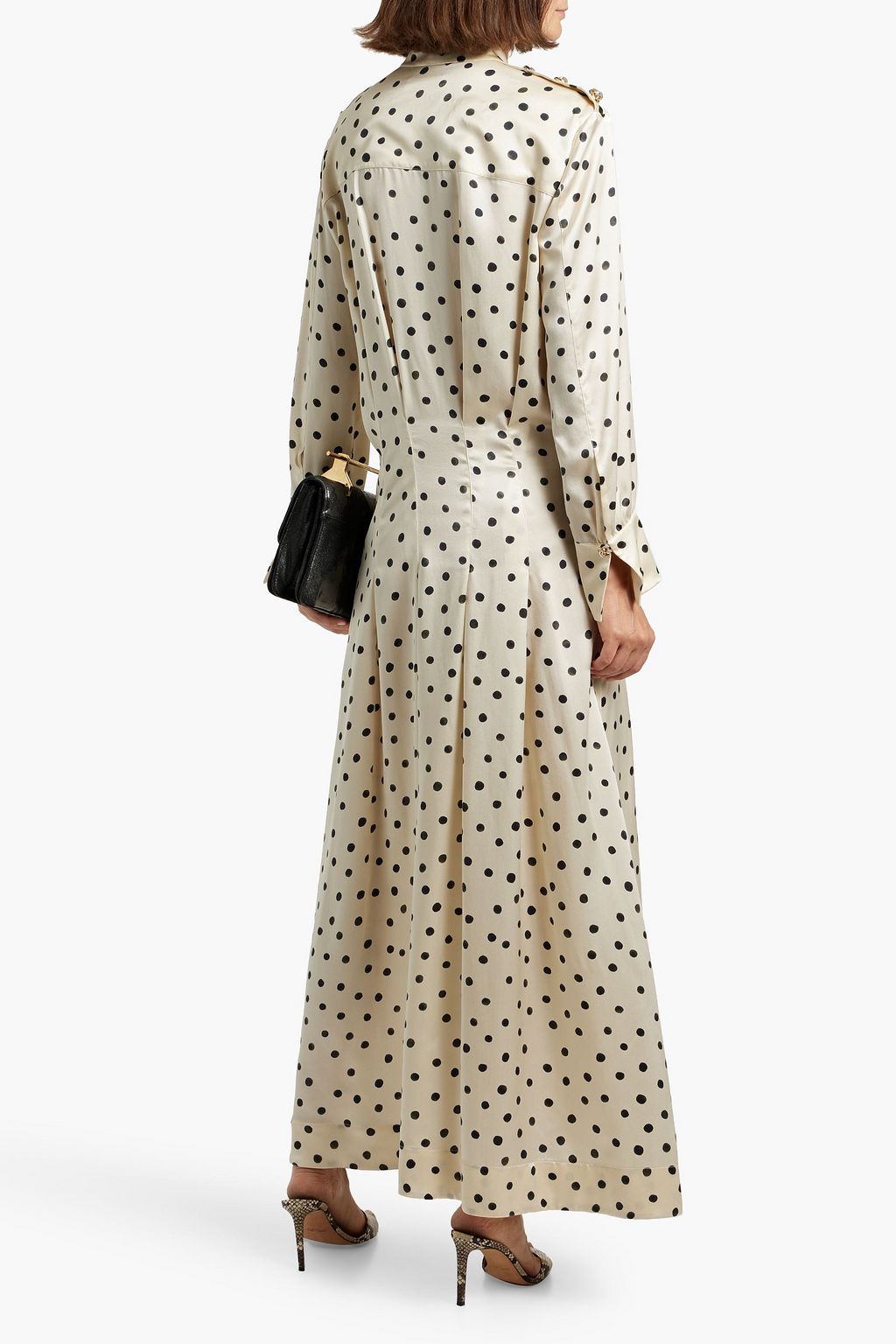 ALTUZARRA Embellished pleated polka-dot silk-satin maxi dress