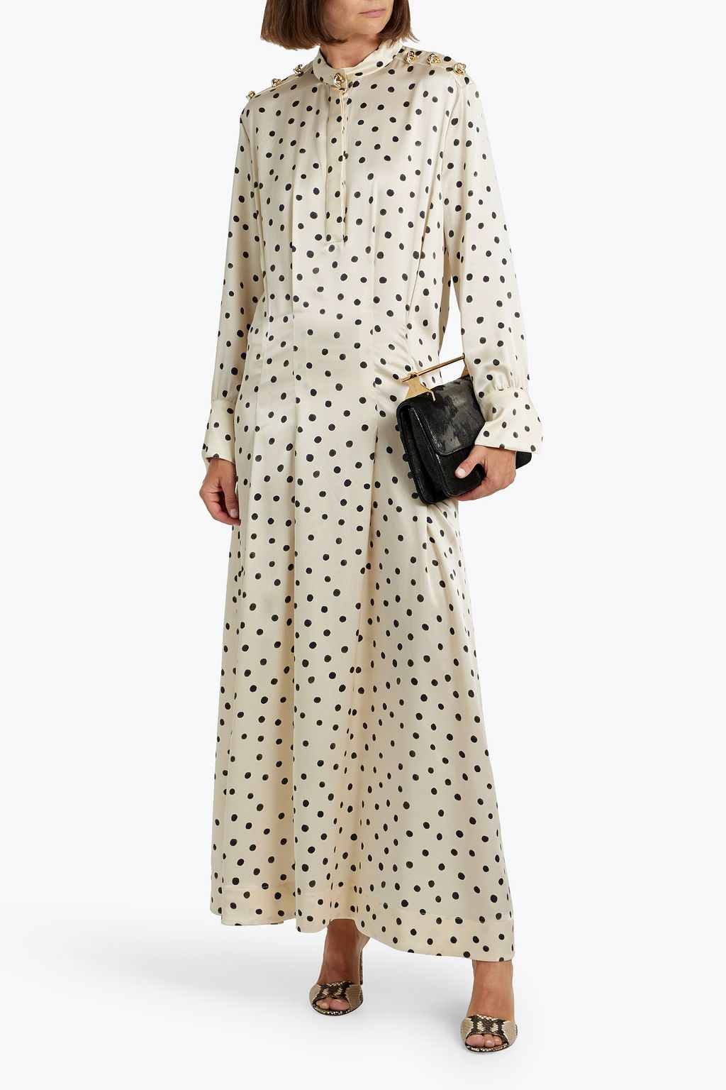ALTUZARRA Embellished pleated polka-dot silk-satin maxi dress
