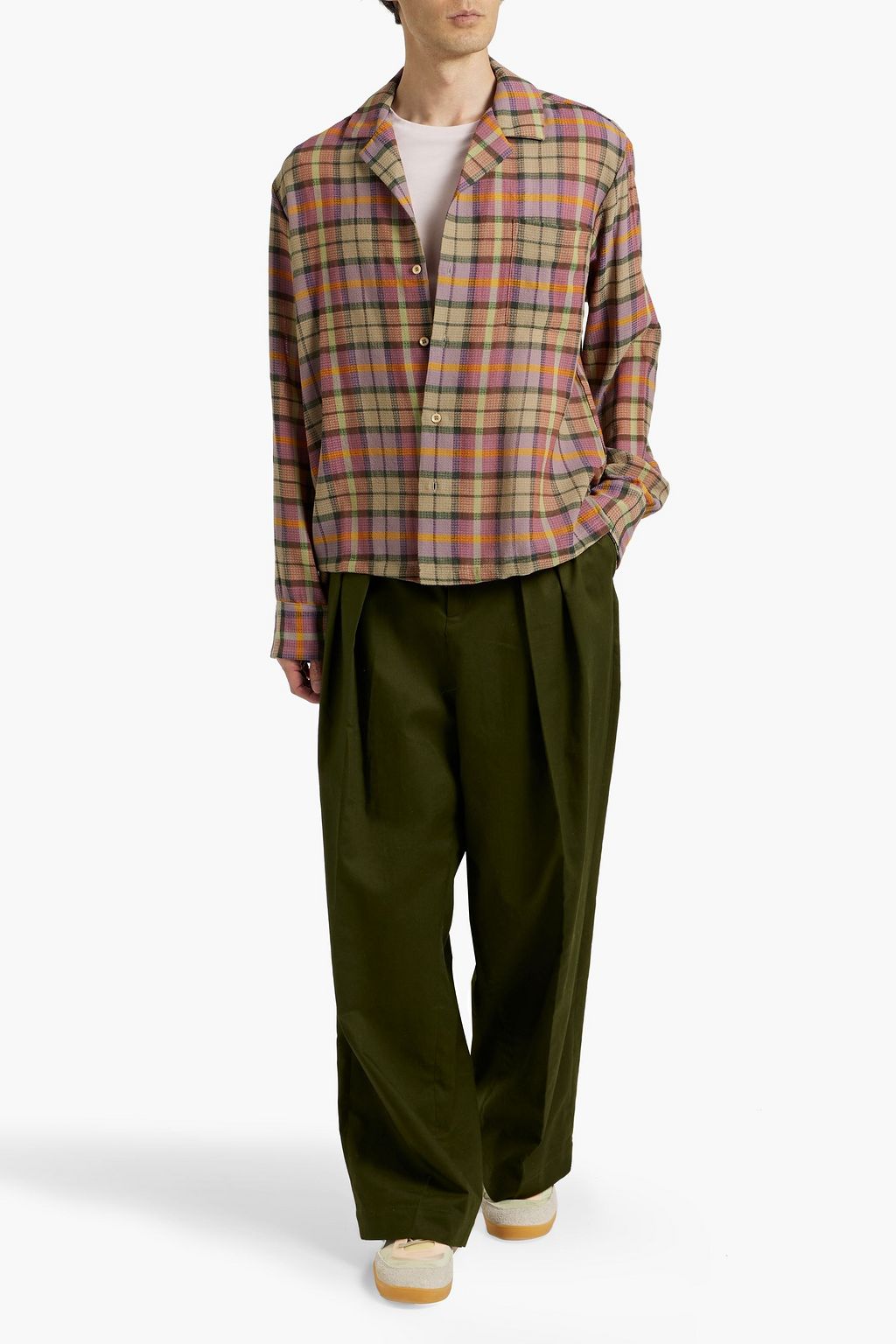 THE ELDER STATESMAN Burnout checked wool shirt