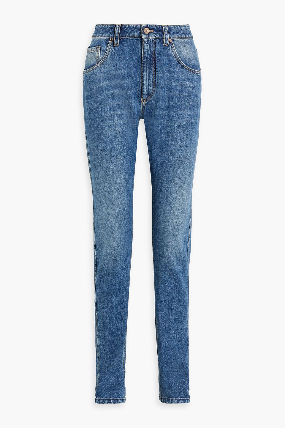 Brunello Cucinelli High-rise Tapered Jeans In Blue