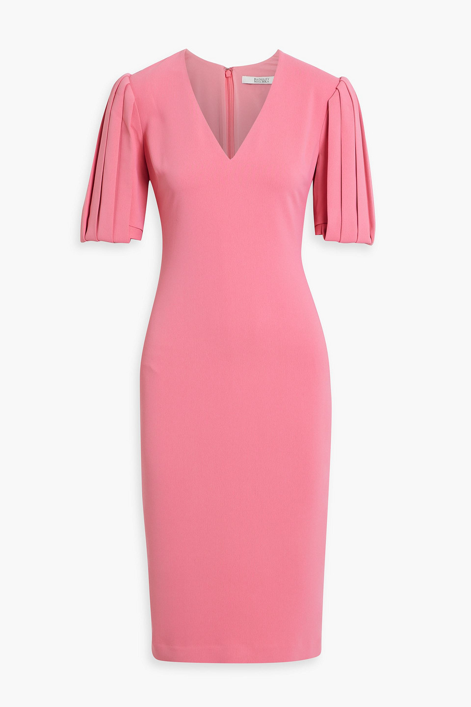 Badgley Mischka Pleated Crepe Dress
