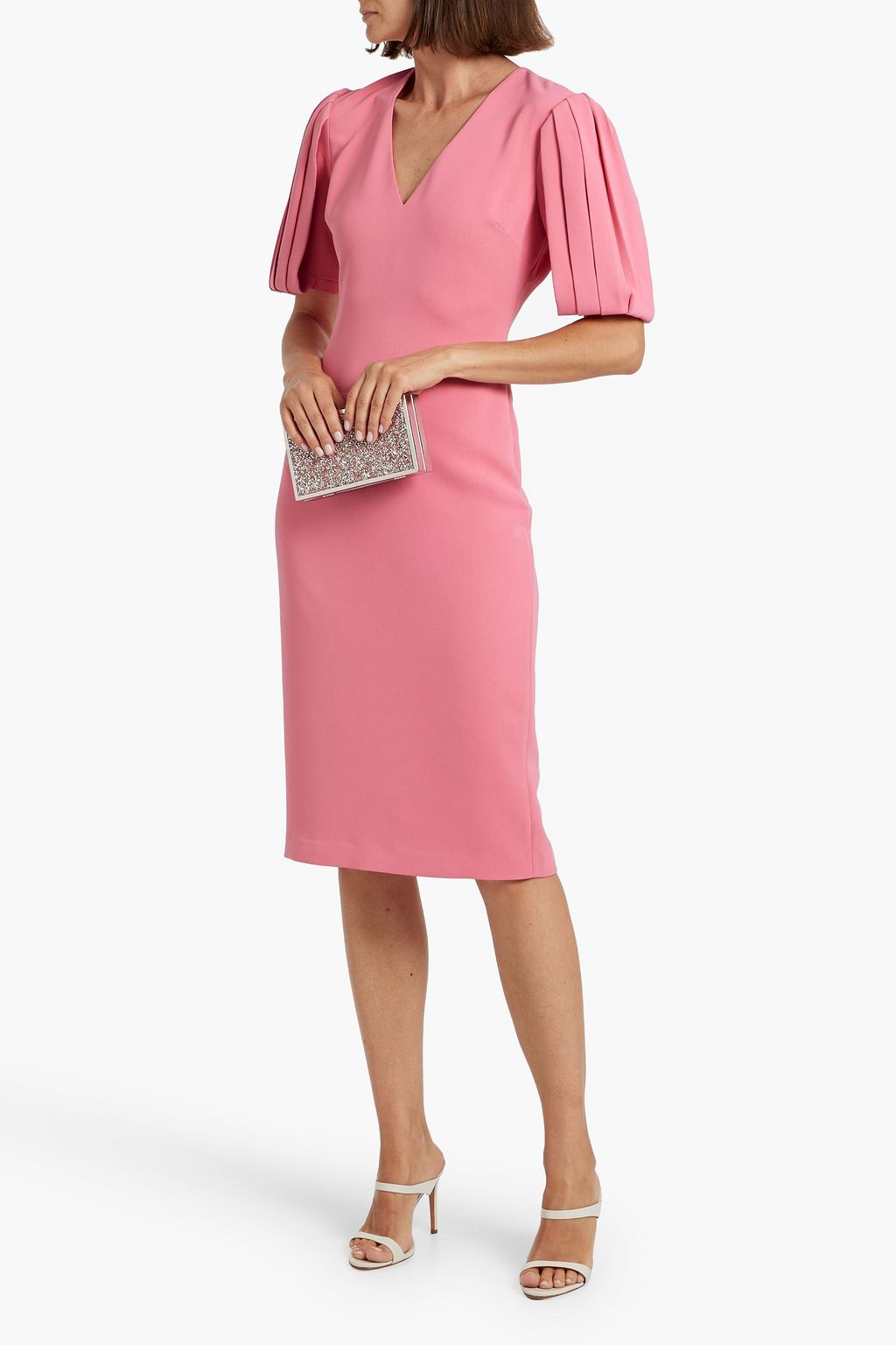 BADGLEY MISCHKA Pleated crepe dress