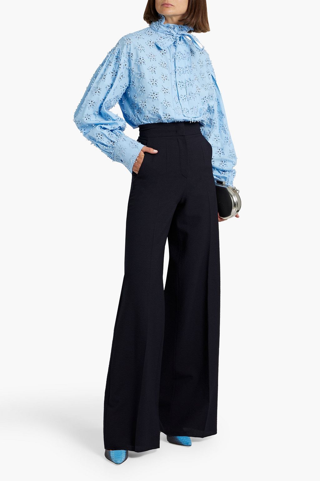 VALENTINO GARAVANI Pussy-bow broderie anglaise cotton blouse
