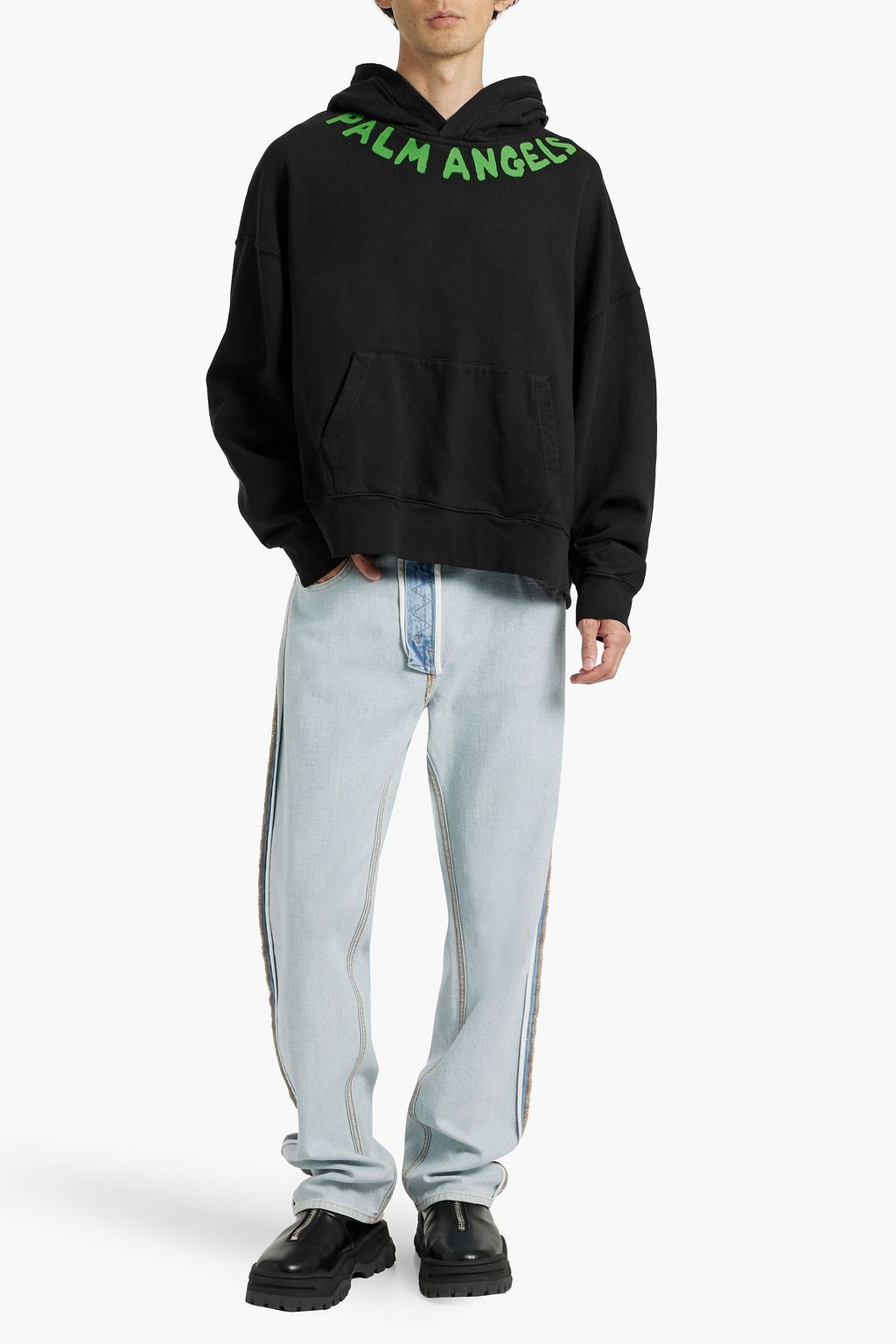 PALM ANGELS Logo-print cotton-jersey hoodie