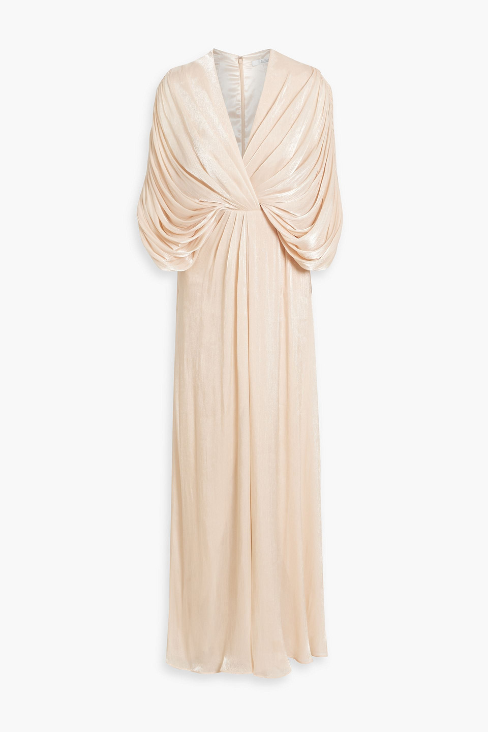 Draped metallic georgette gown