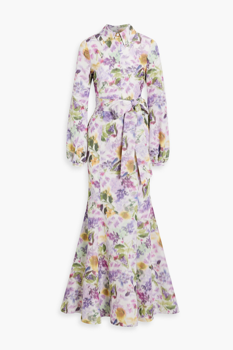Floral-print taffeta maxi dress