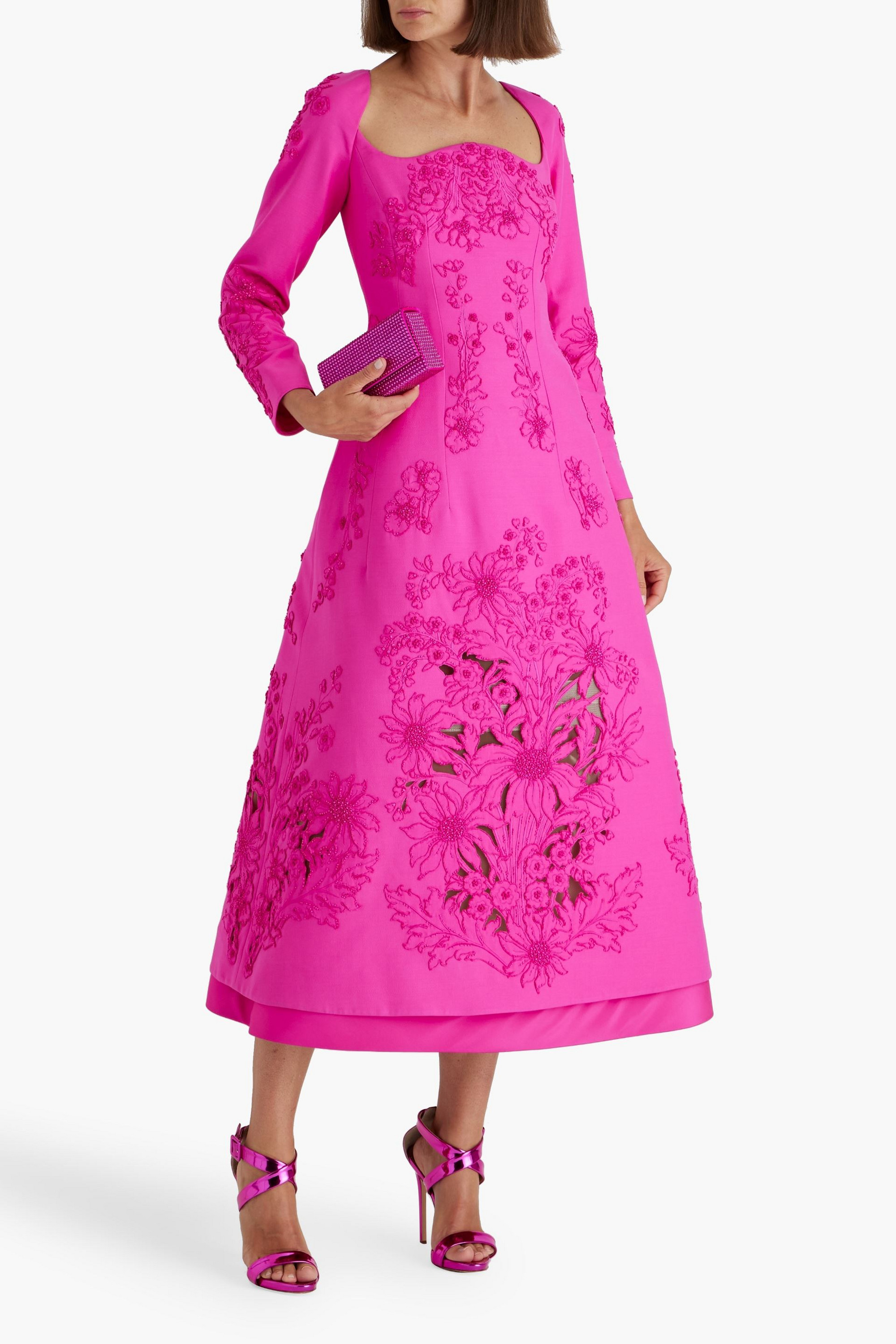 Valentino Garavani Embellished cutout wool and silk-blend crepe gown