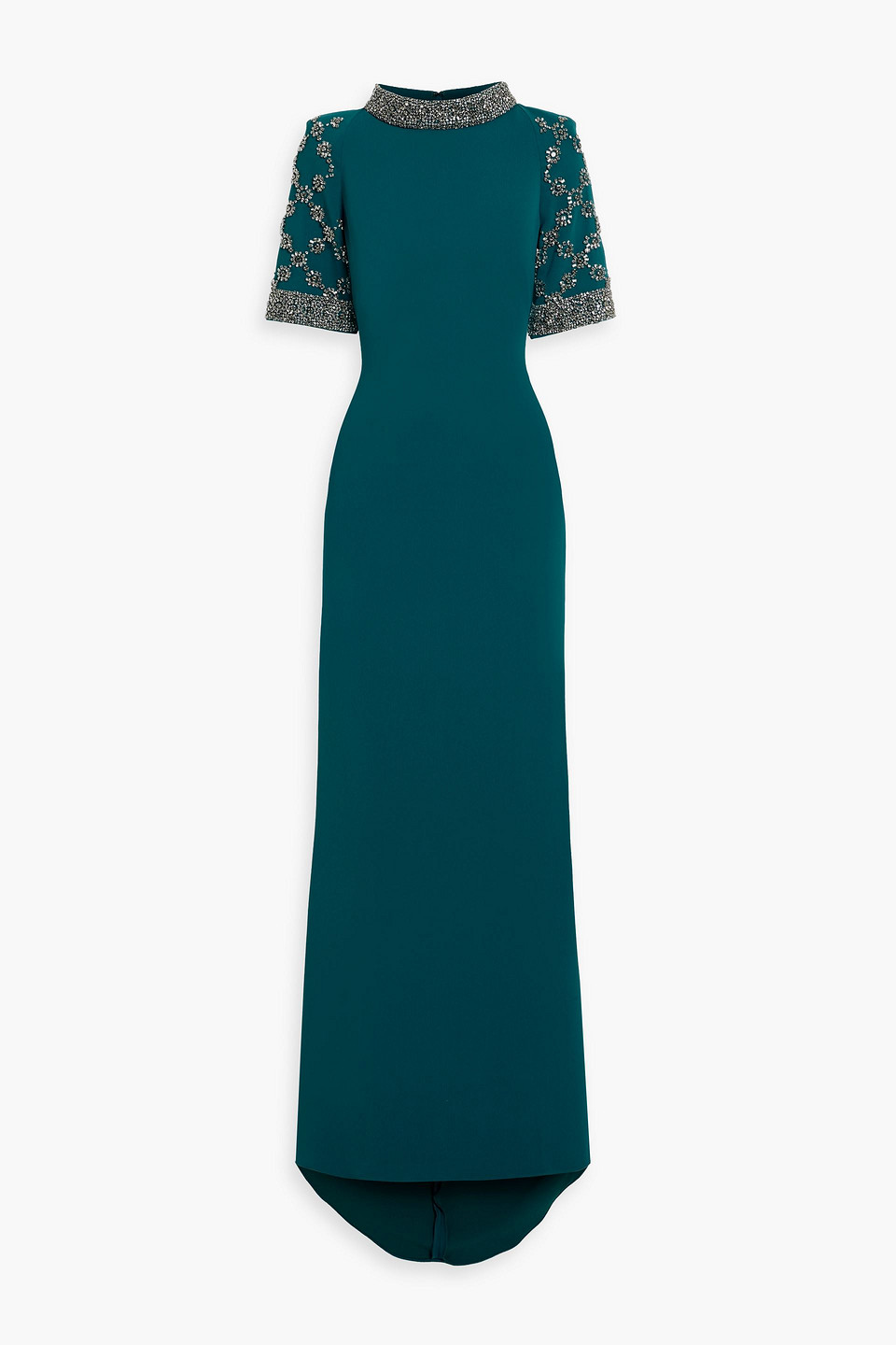 Badgley Mischka Crystal-embellished Crepe Gown In Blue