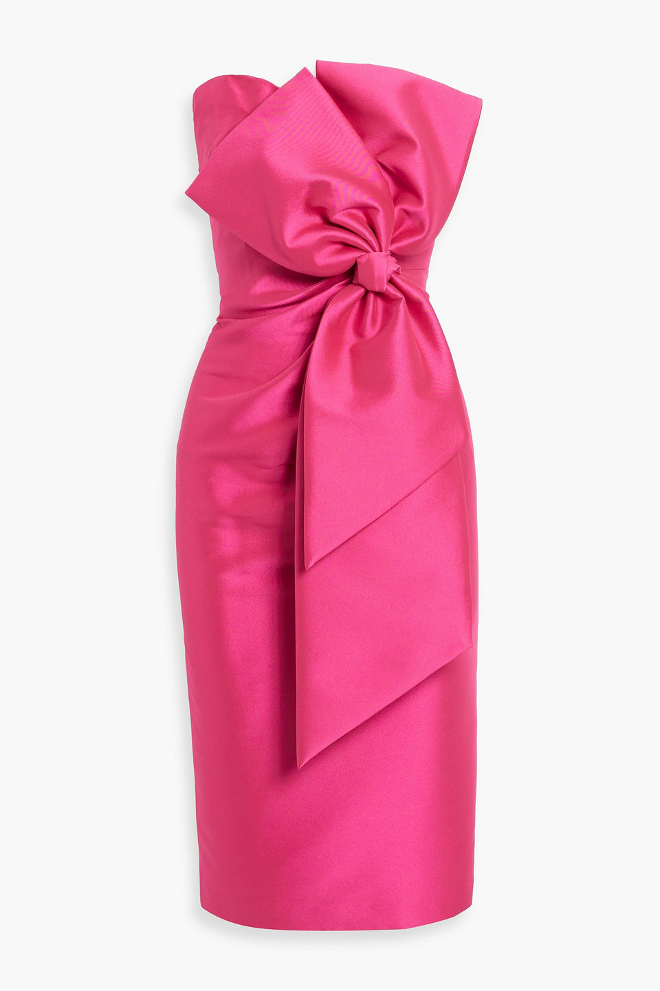 Strapless bow-detailed faille midi dress