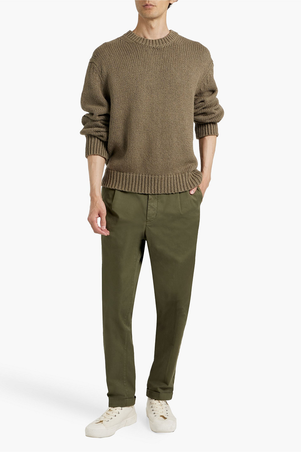 Alex Mill Standard Tapered Cotton-blend Twill Chinos In Green