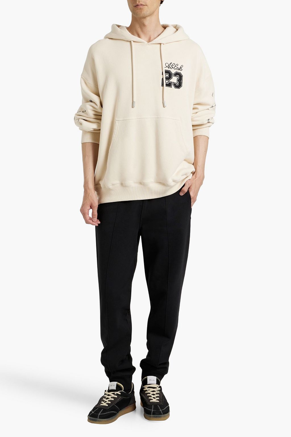 OFF-WHITE™ Embroidered cotton-jersey hoodie