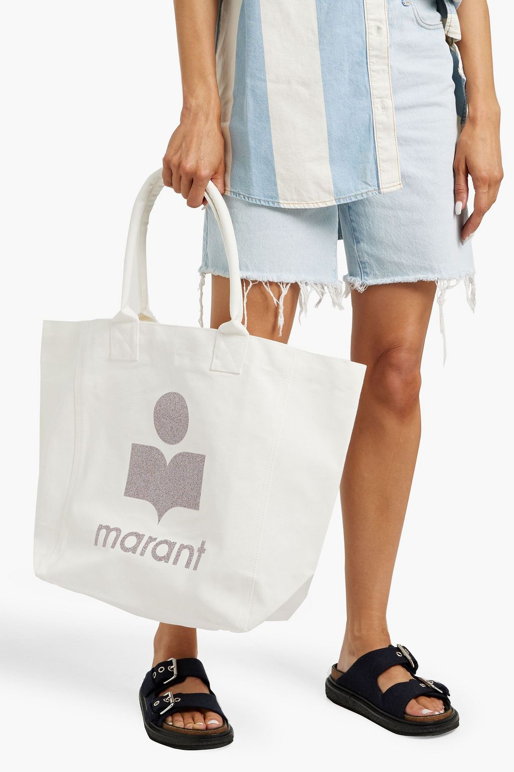 ISABEL MARANT حقيبة توت "ينكي" من الكنفا مزيّنة بالغليتر