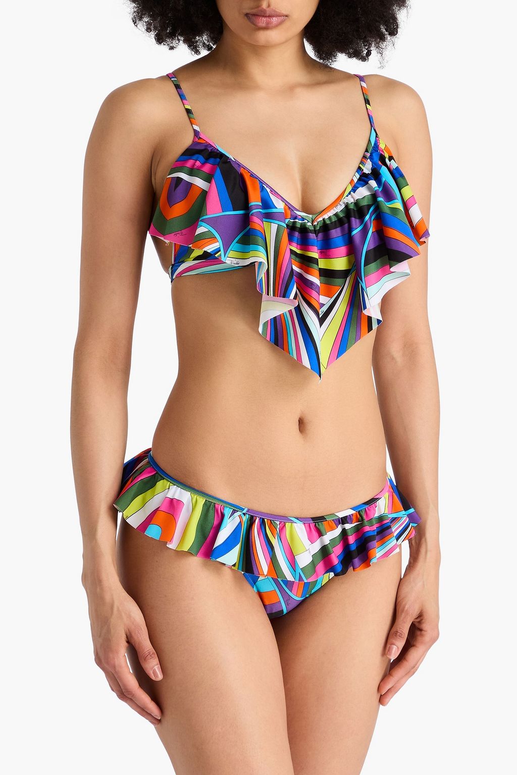 PUCCI Ruffled printed triangle bikini top
