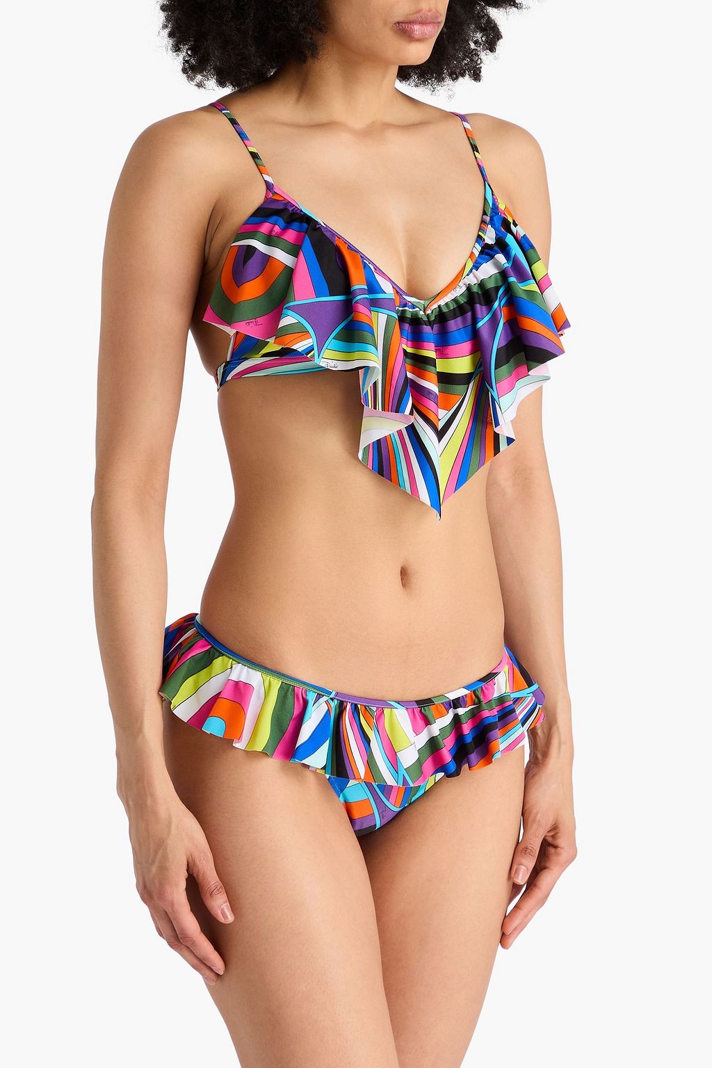 PUCCI Bikini-Höschen mit Rüschen und Print