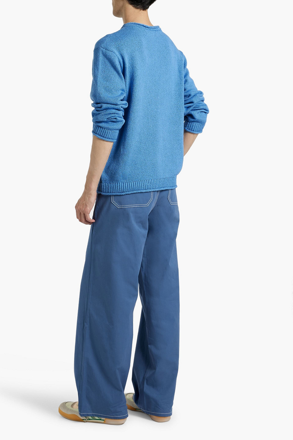 The Elder Statesman Nora Bouclé-knit Cotton Sweater In Blue