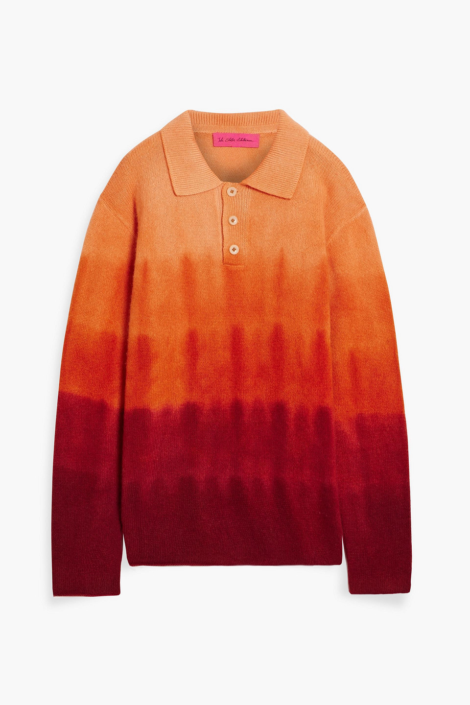 The Elder Statesman Gradient Dye Cashmere Polo Sweater In Brown