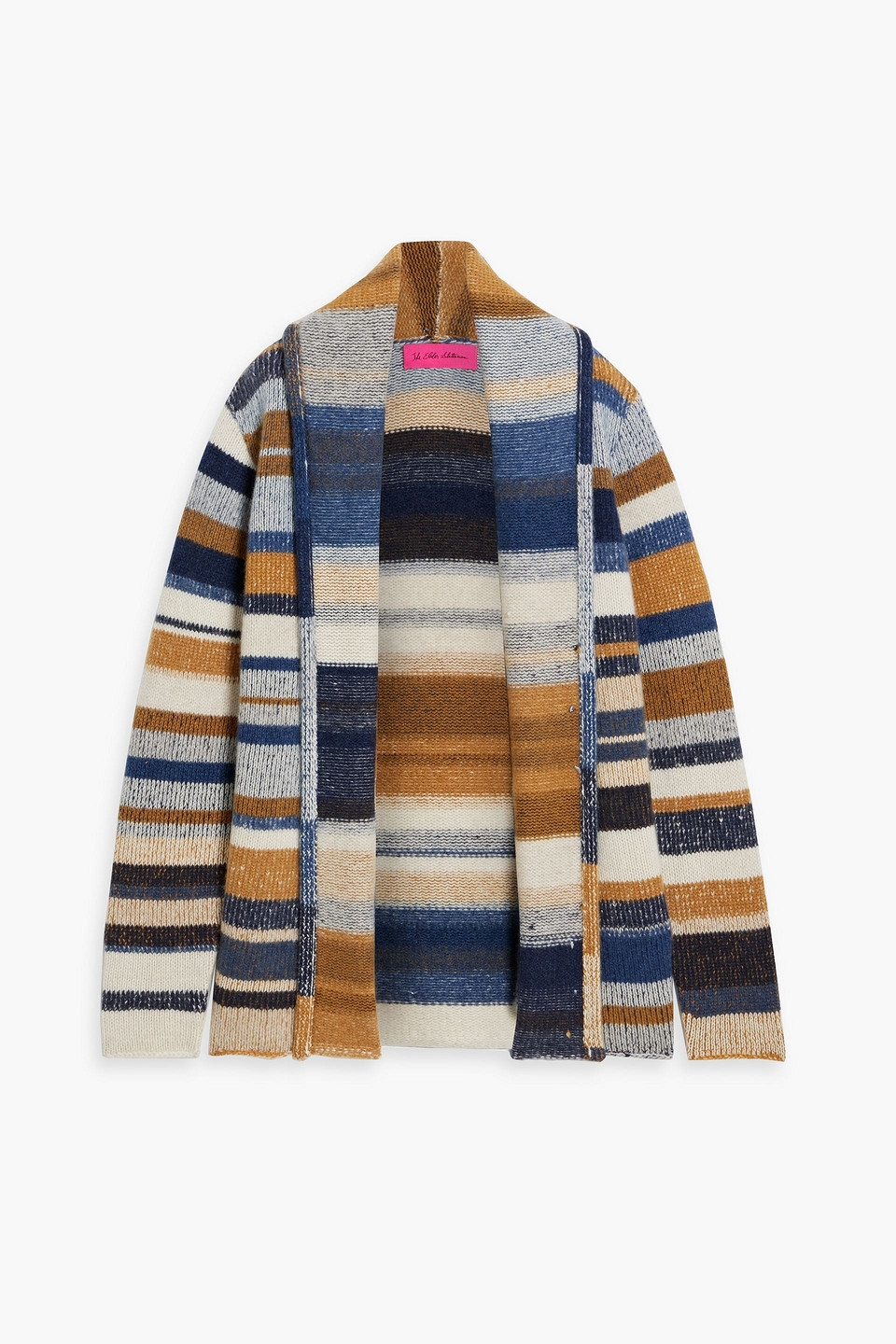 The Elder Statesman Striped Jacquard-knit Cashmere Cardigan In Multi
