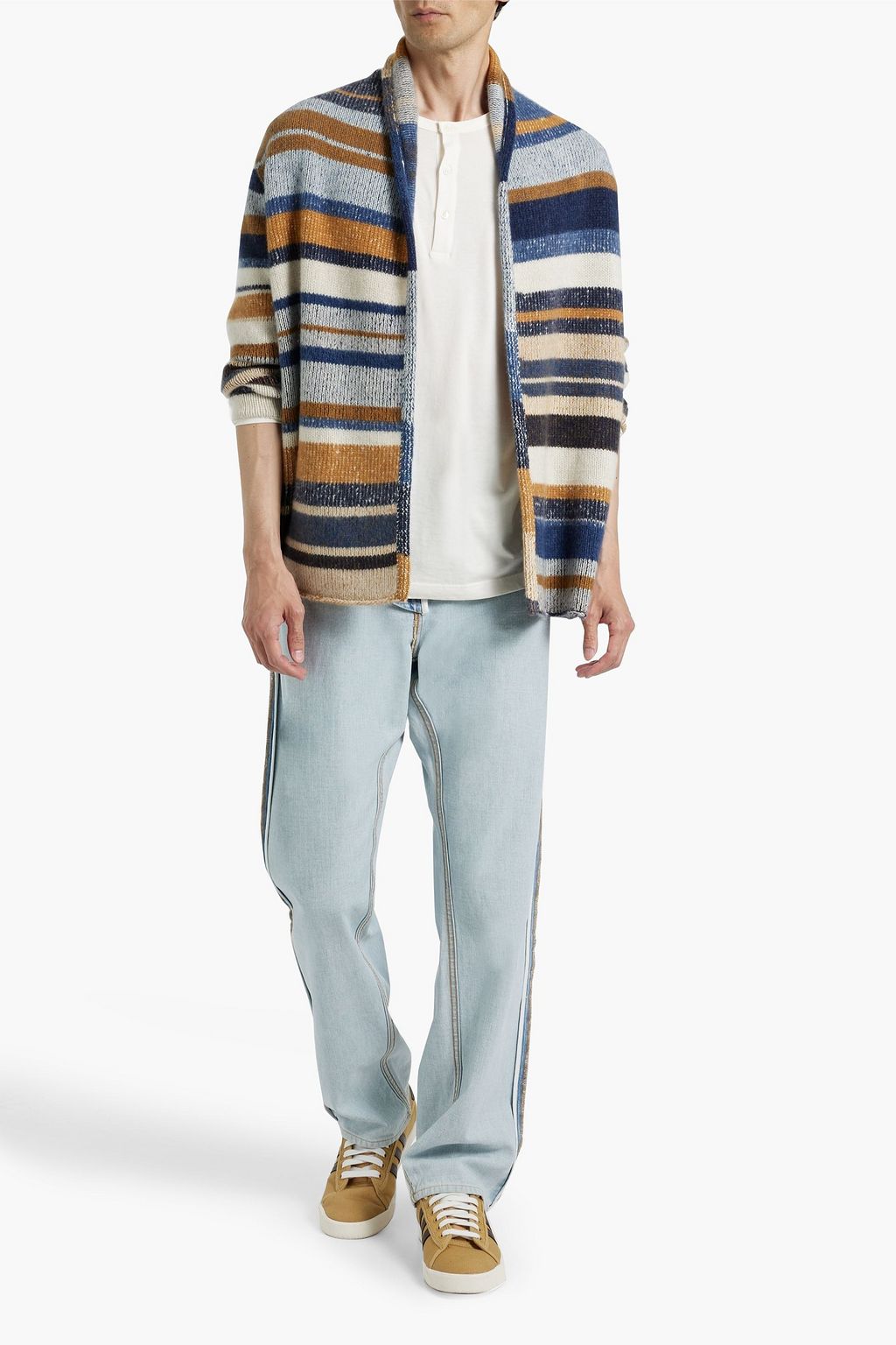 THE ELDER STATESMAN Cardigan aus Jacquard-Strick aus Kaschmir mit Streifen