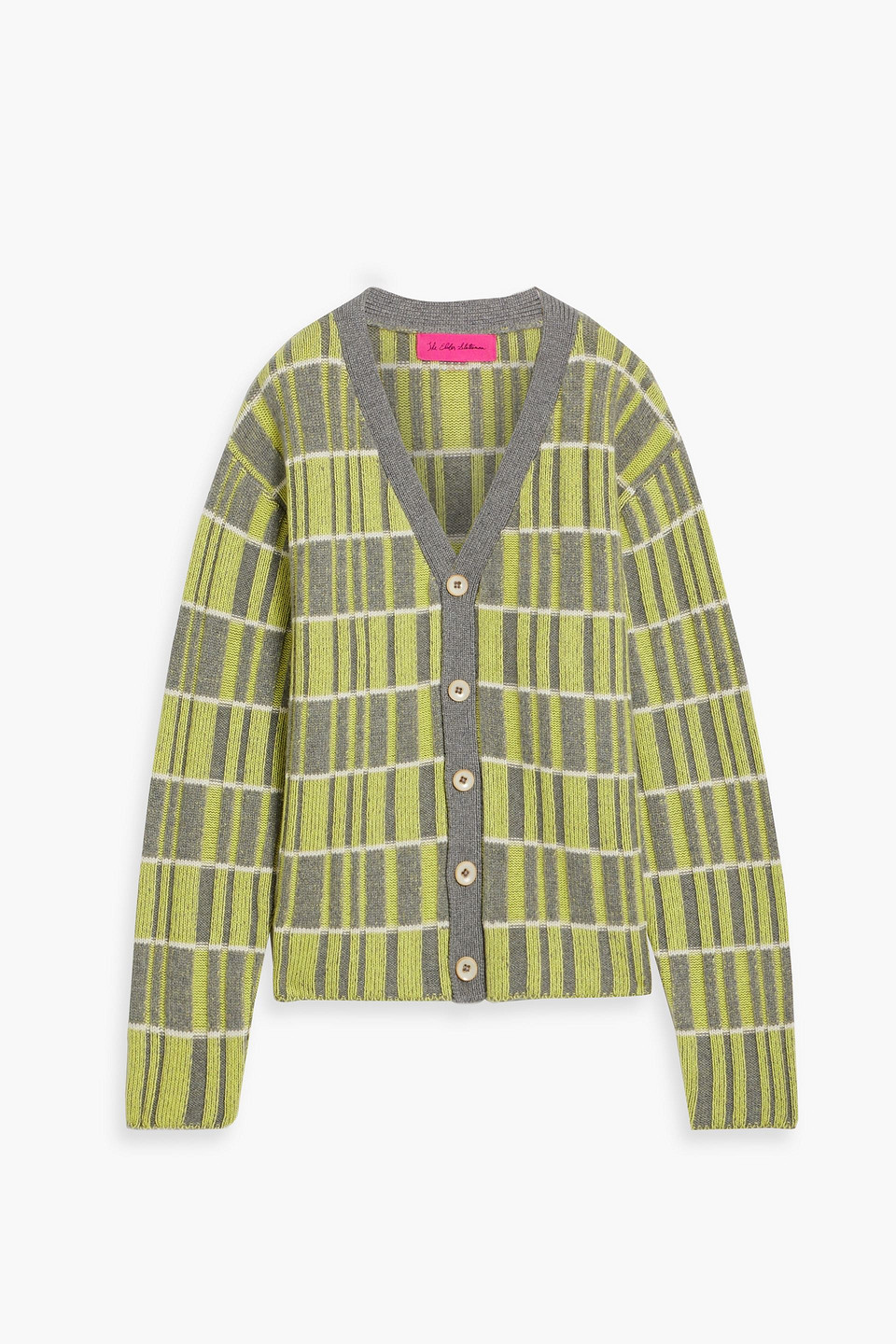 The Elder Statesman Jacquard-knit Cashmere Cardigan In Green