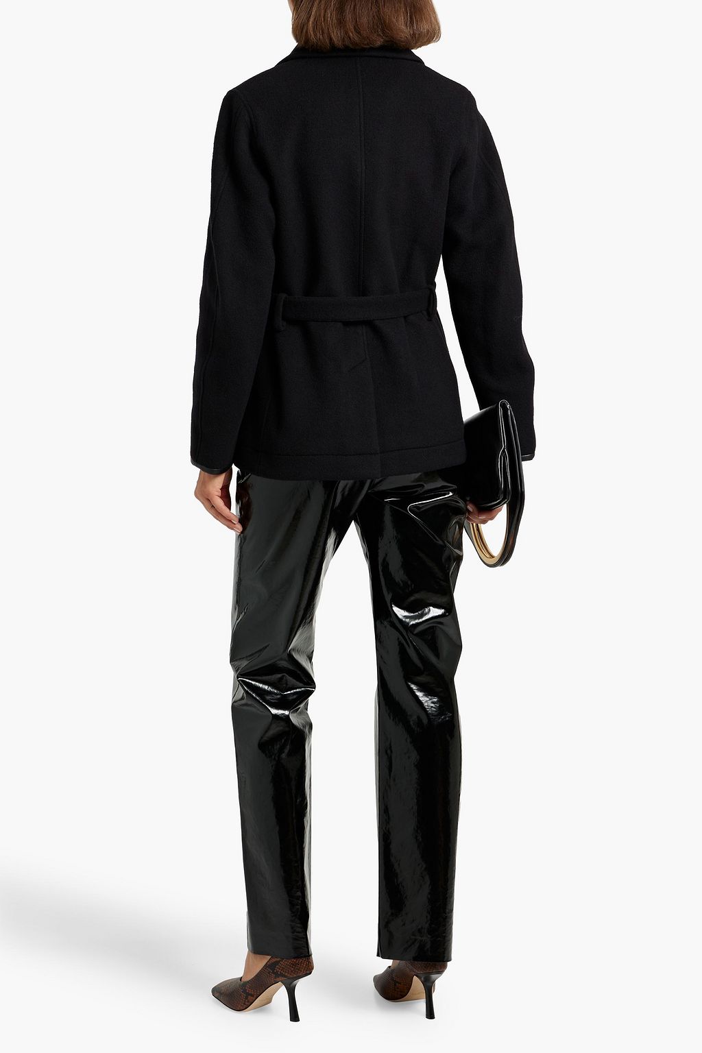 VINCE. Belted double-breasted wool-blend felt coat