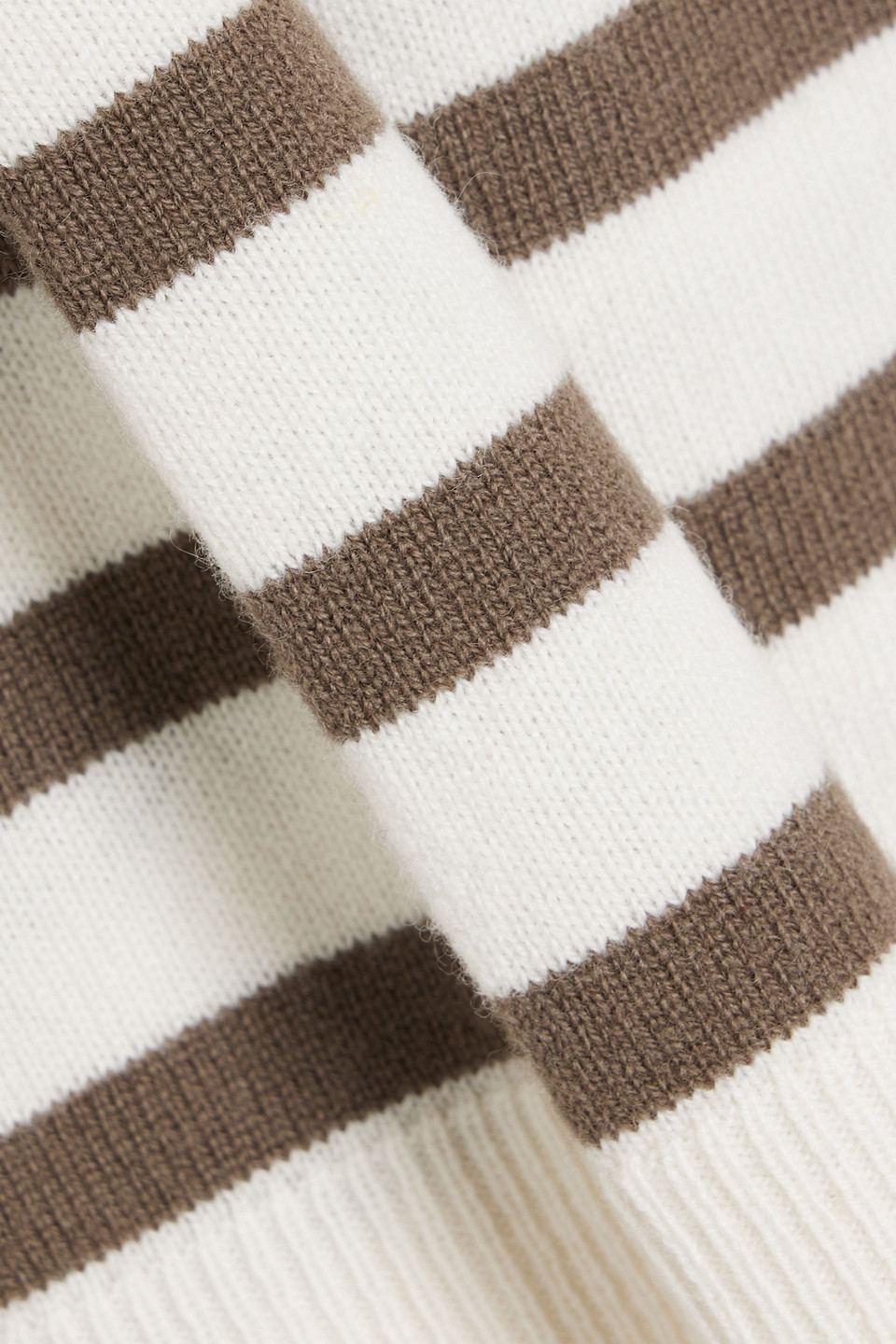 Vince Striped Wool And Cashmere-blend Turtleneck Sweater In White