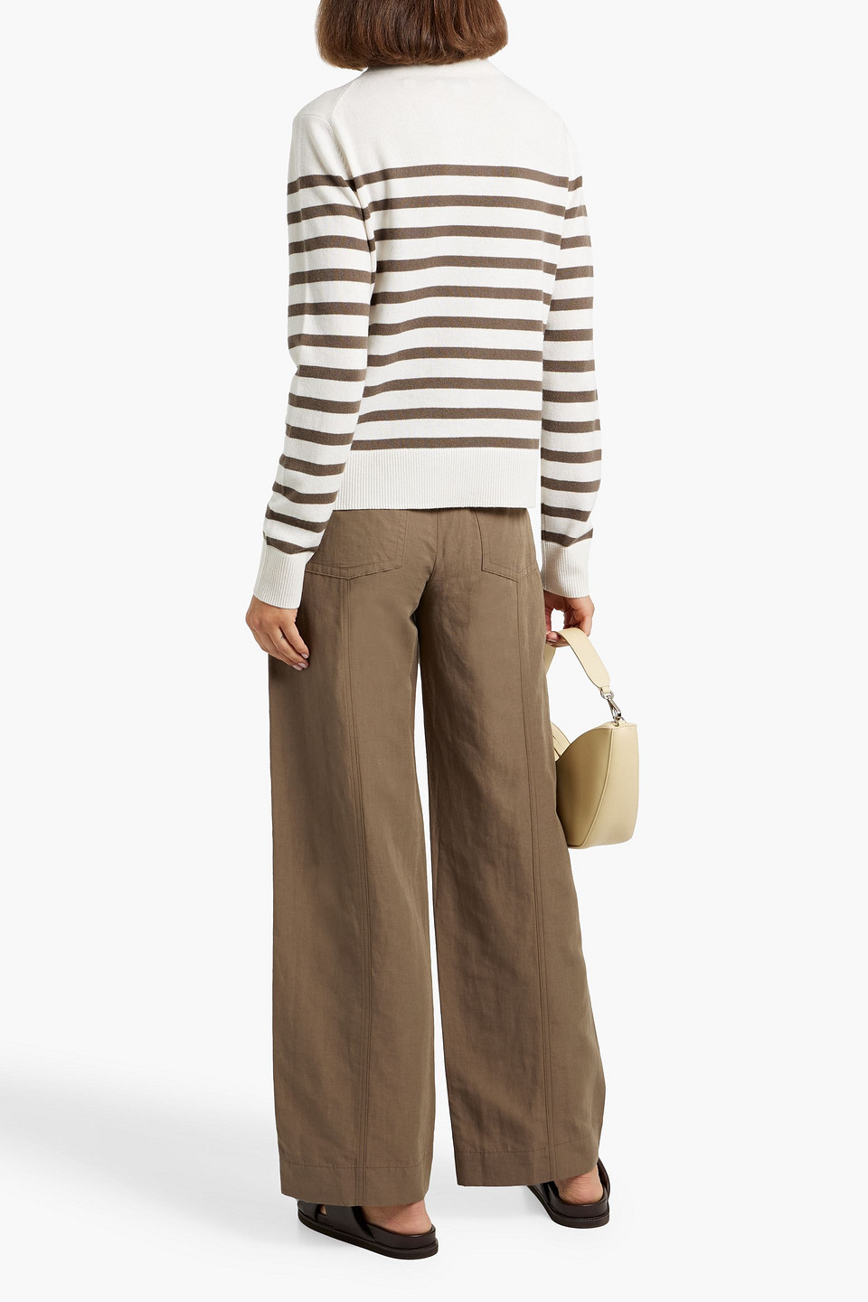 Vince Striped Wool And Cashmere-blend Turtleneck Sweater In White