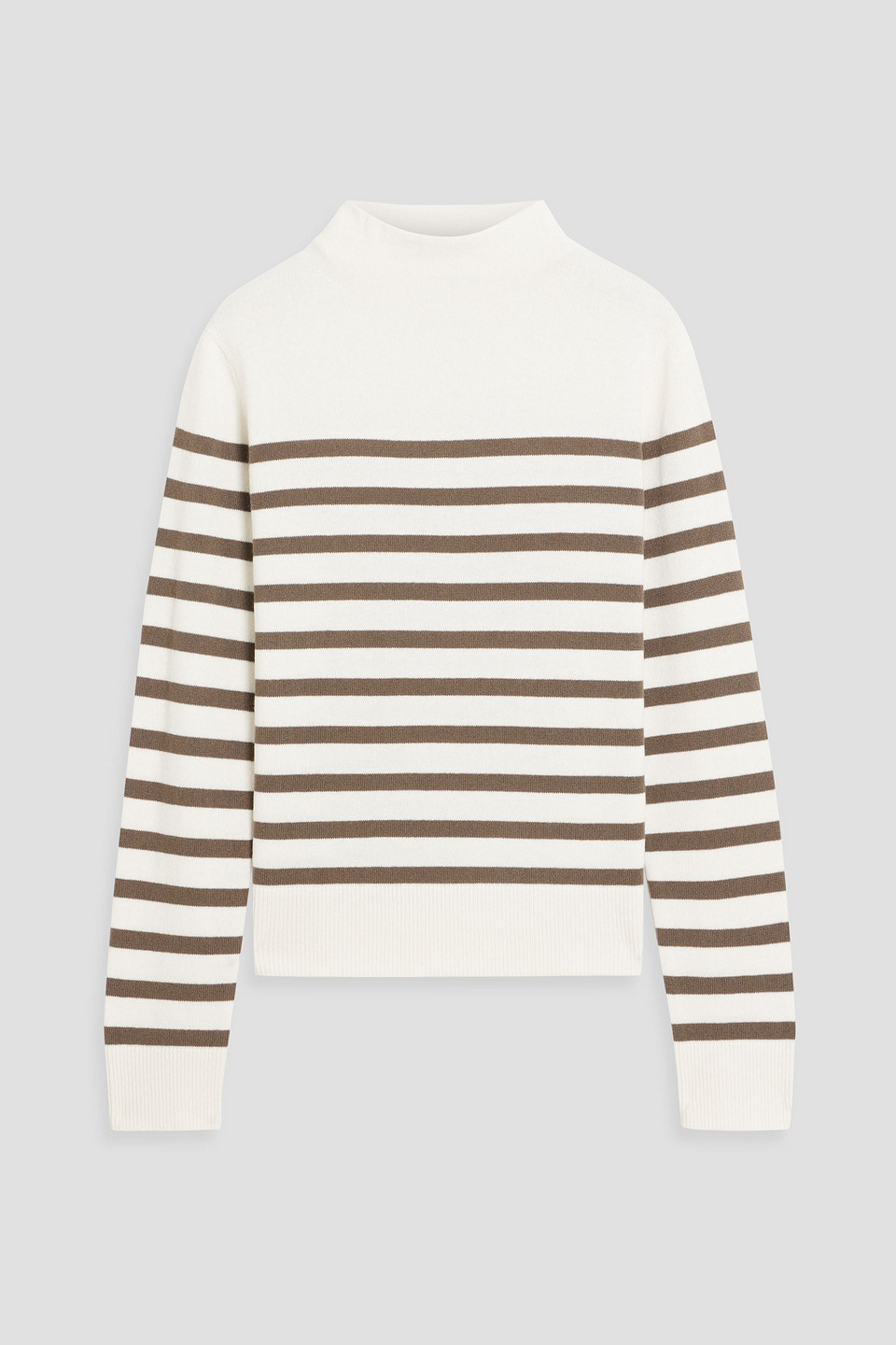 Vince Striped Wool And Cashmere-blend Turtleneck Sweater In White