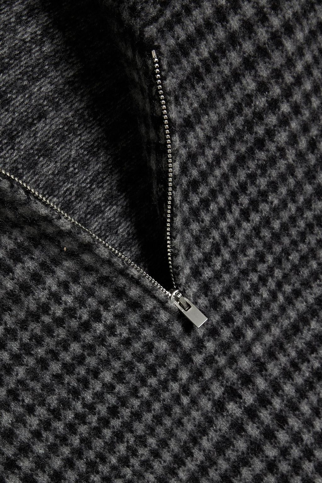 VINCE. Houndstooth wool and cashmere-blend half-zip sweater