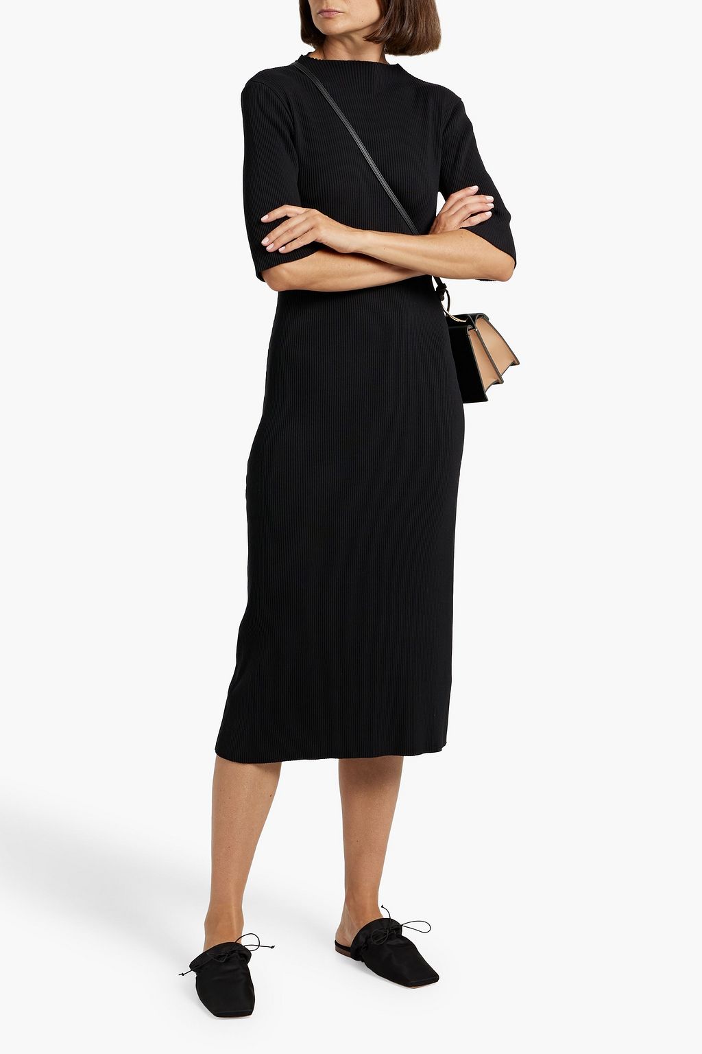 VINCE. Ribbed cotton-blend midi dress