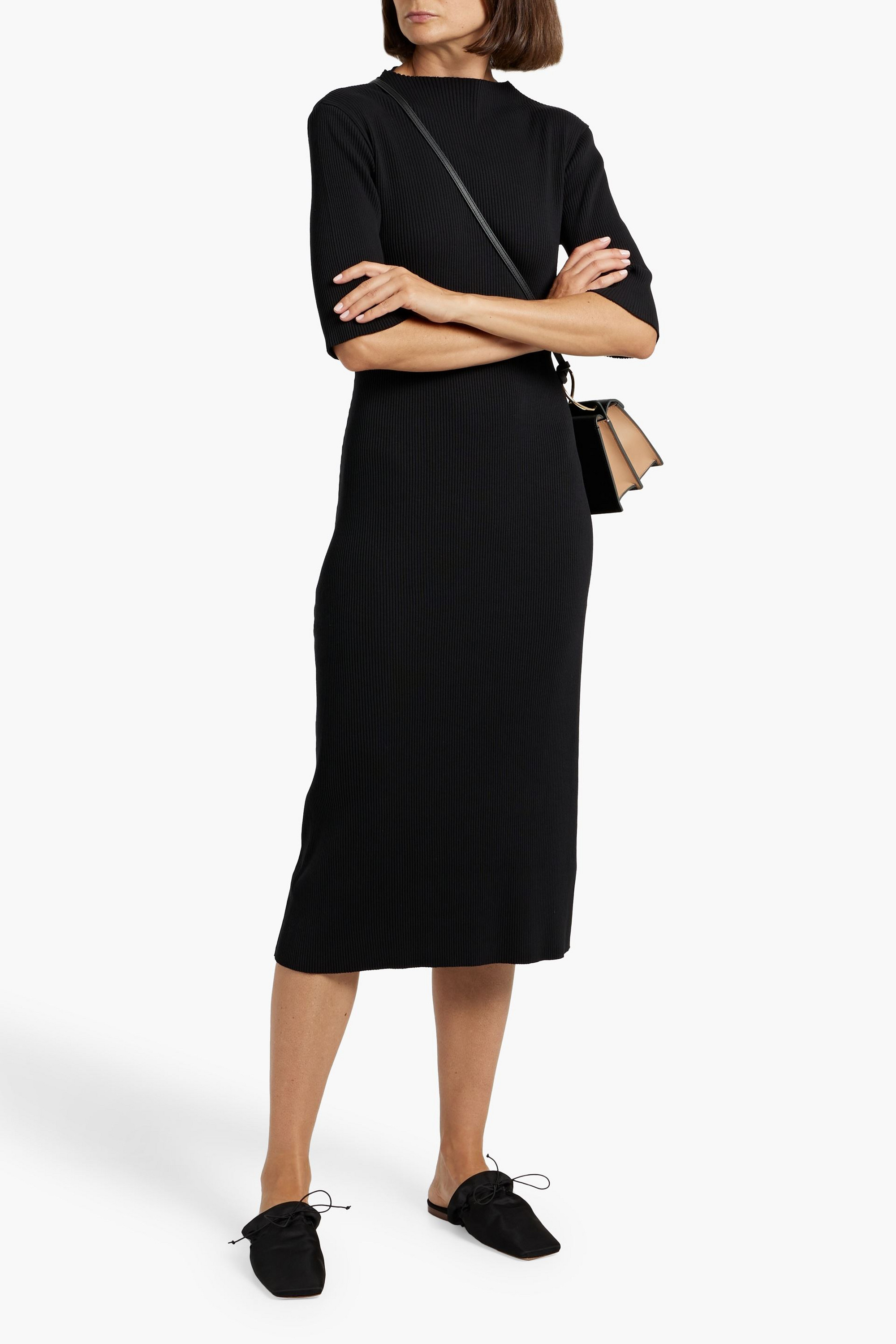 Vince Ribbed cotton-blend midi dress