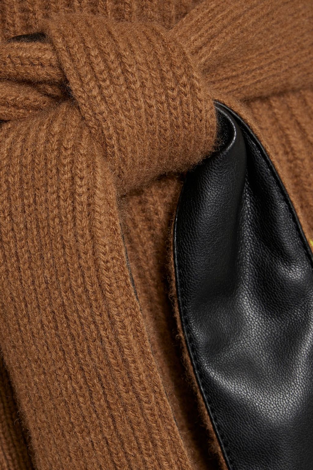 VINCE. Belted ribbed wool and cashmere-blend cardigan