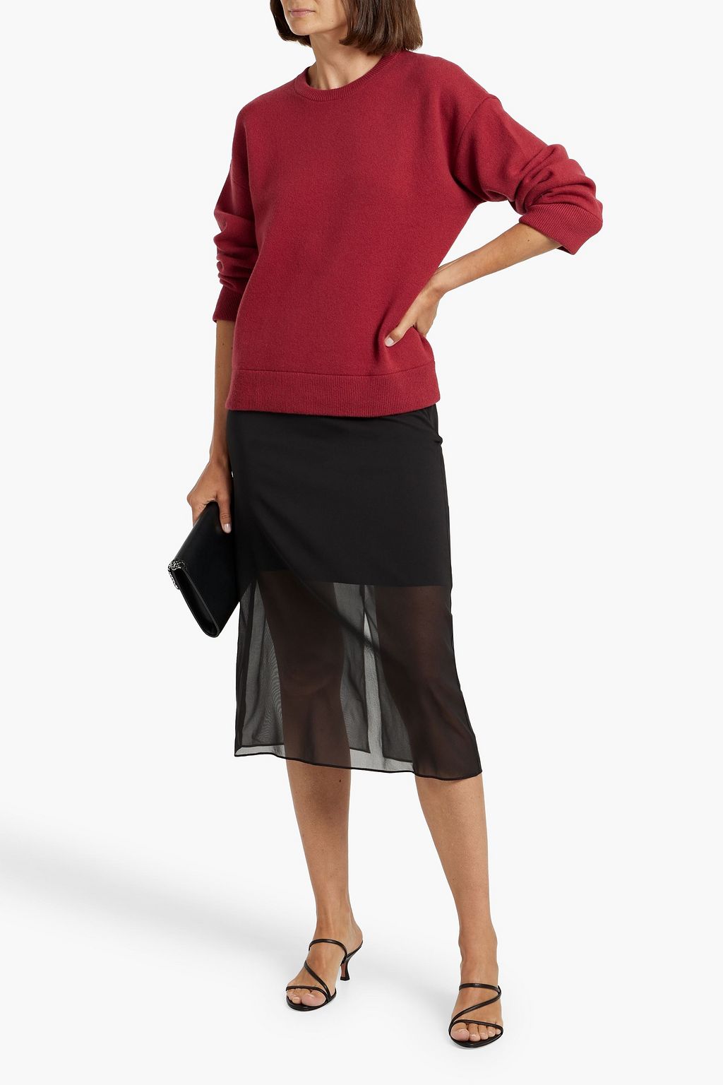 VINCE. Silk-blend chiffon midi skirt