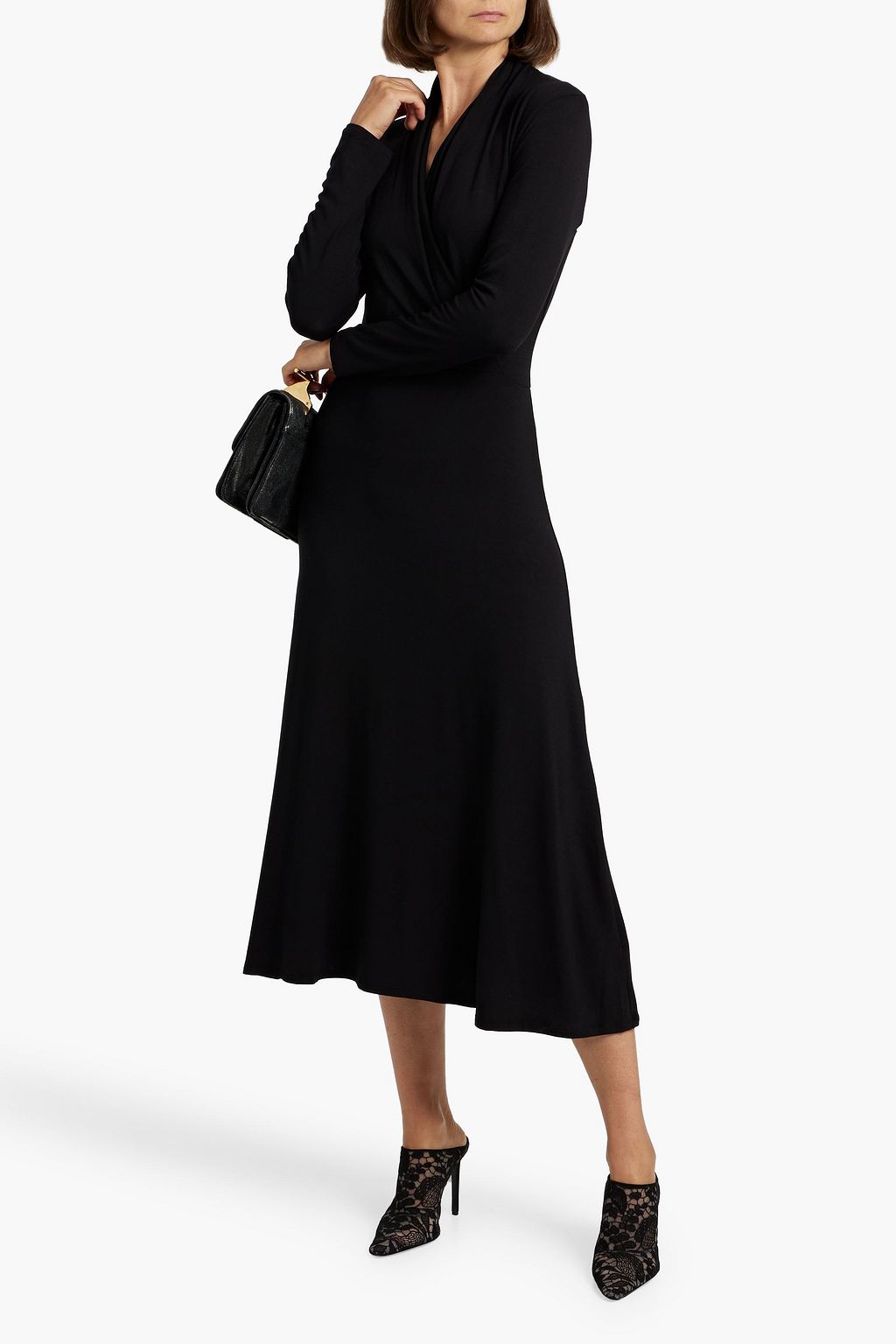 VINCE. Draped stretch-jersey midi dress