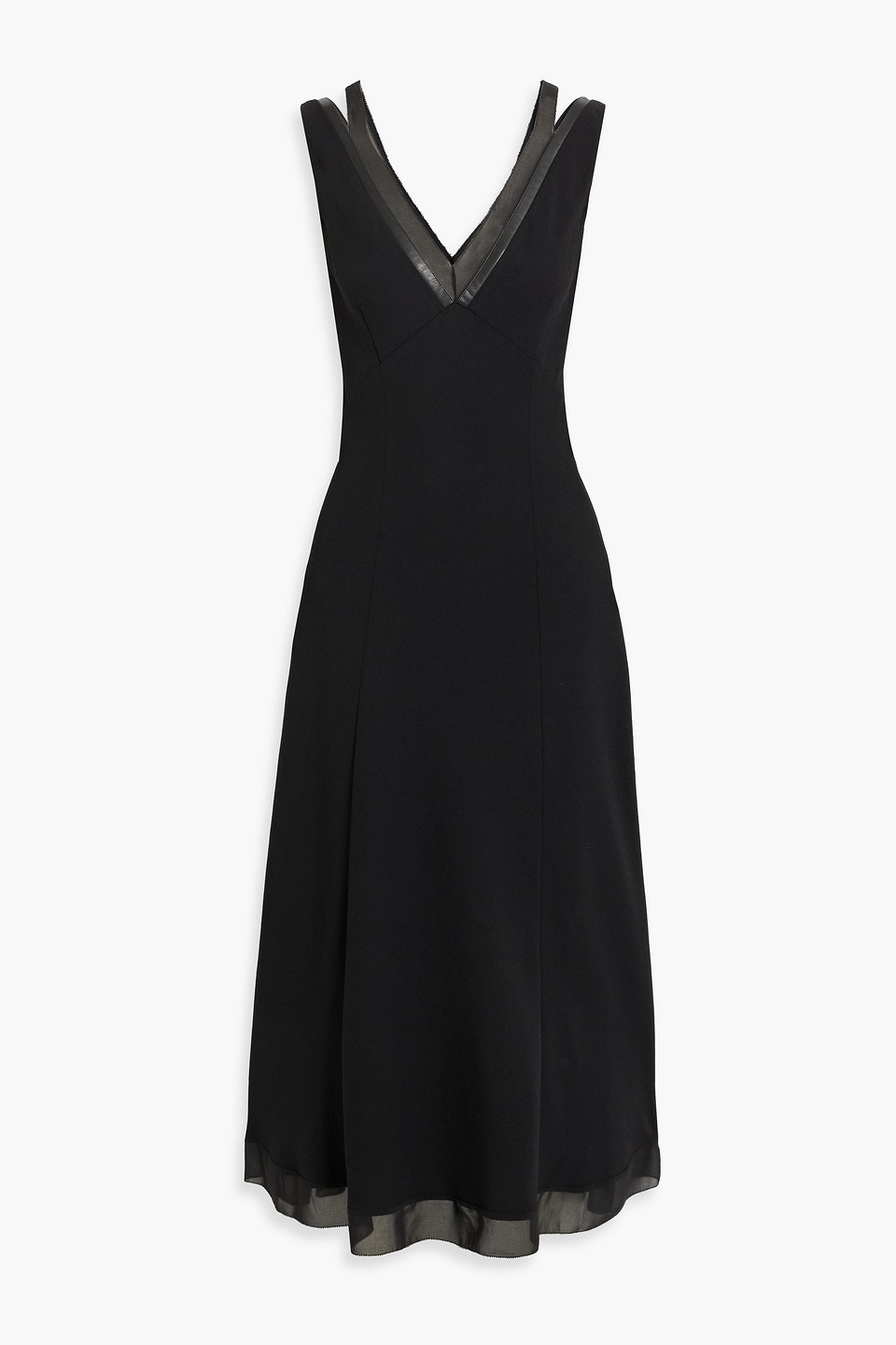 Vince Chiffon-trimmed Crepe Midi Dress