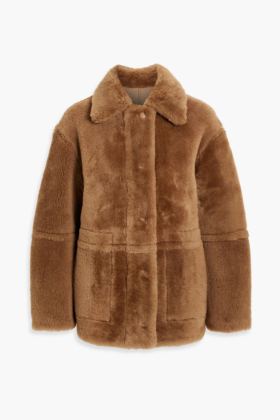 vince. - reversible shearling jacket - brown - s