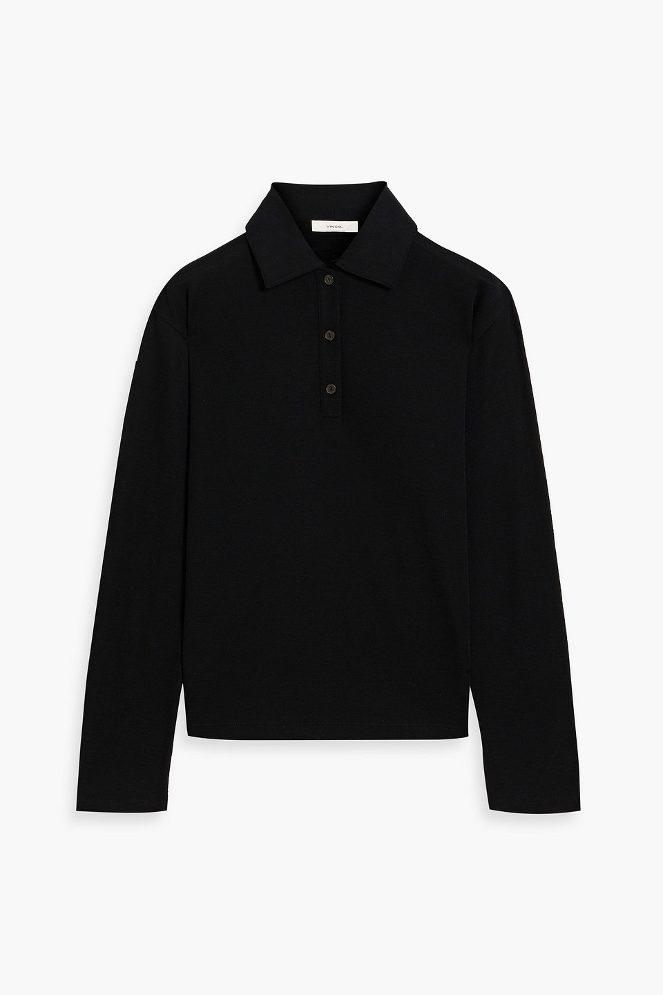 Vince Wool-jersey Polo Shirt In Black