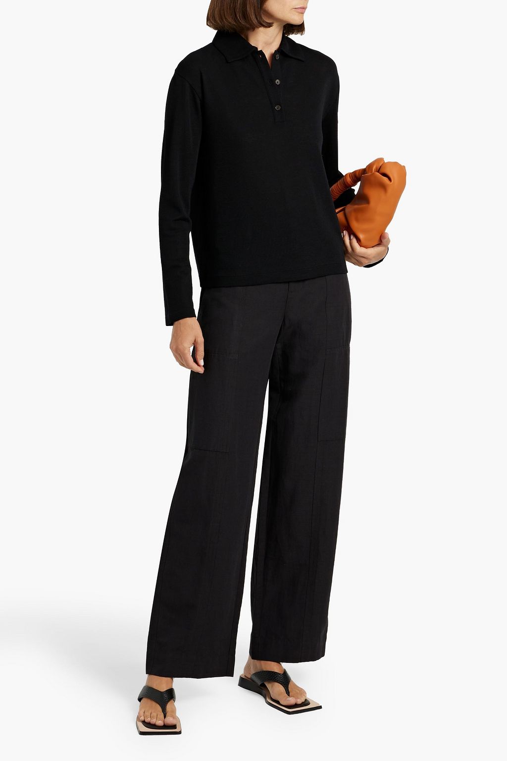 VINCE. Wool-jersey polo shirt