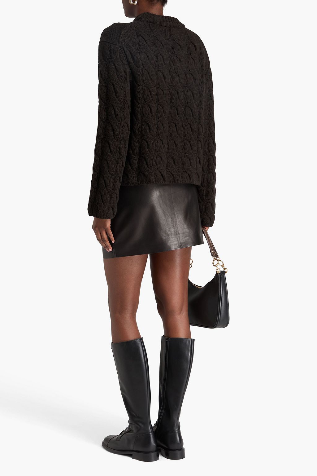 THEORY Cable-knit wool and cashmere-blend turtleneck sweater