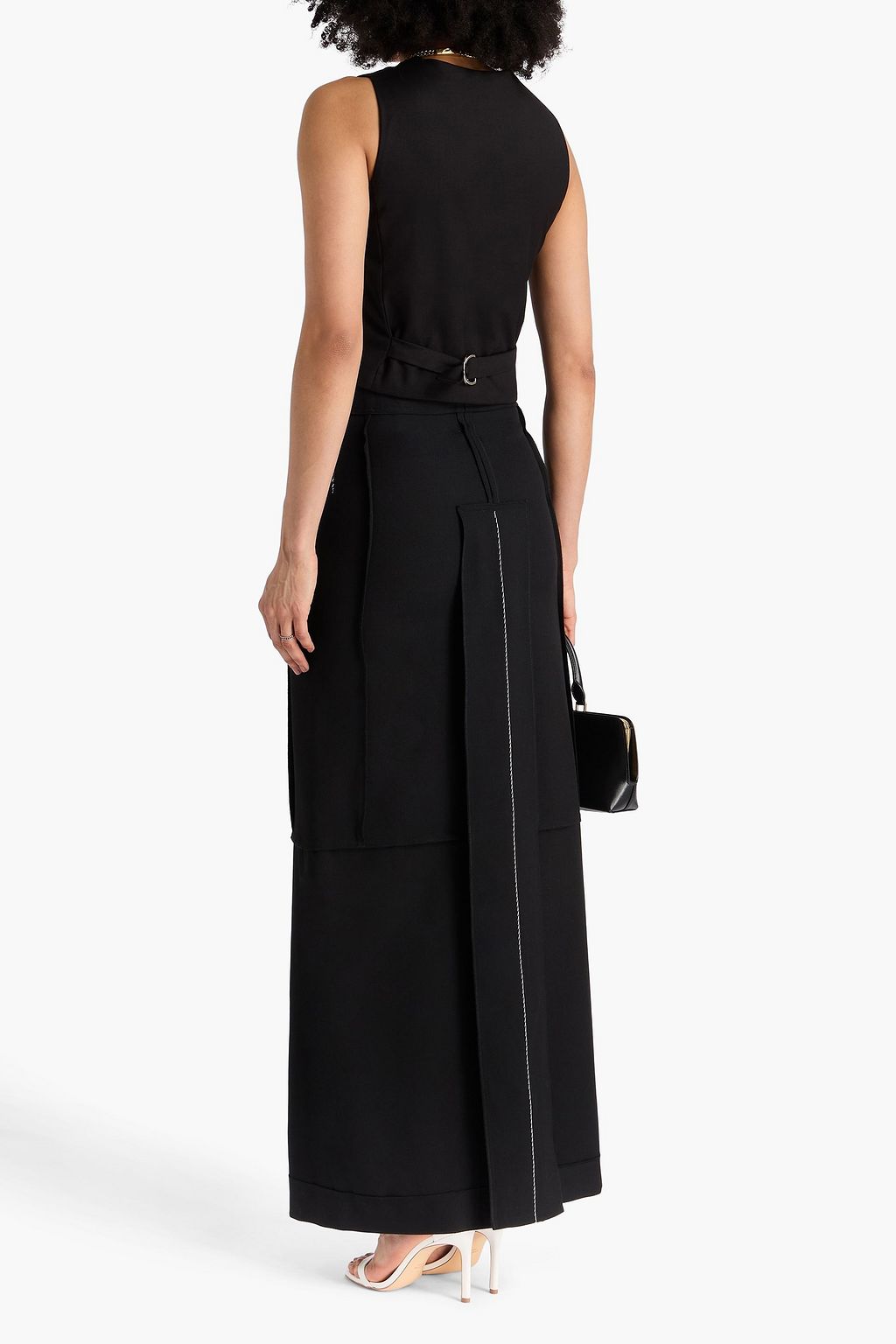 VICTORIA BECKHAM Topstitched grain de poudre maxi skirt