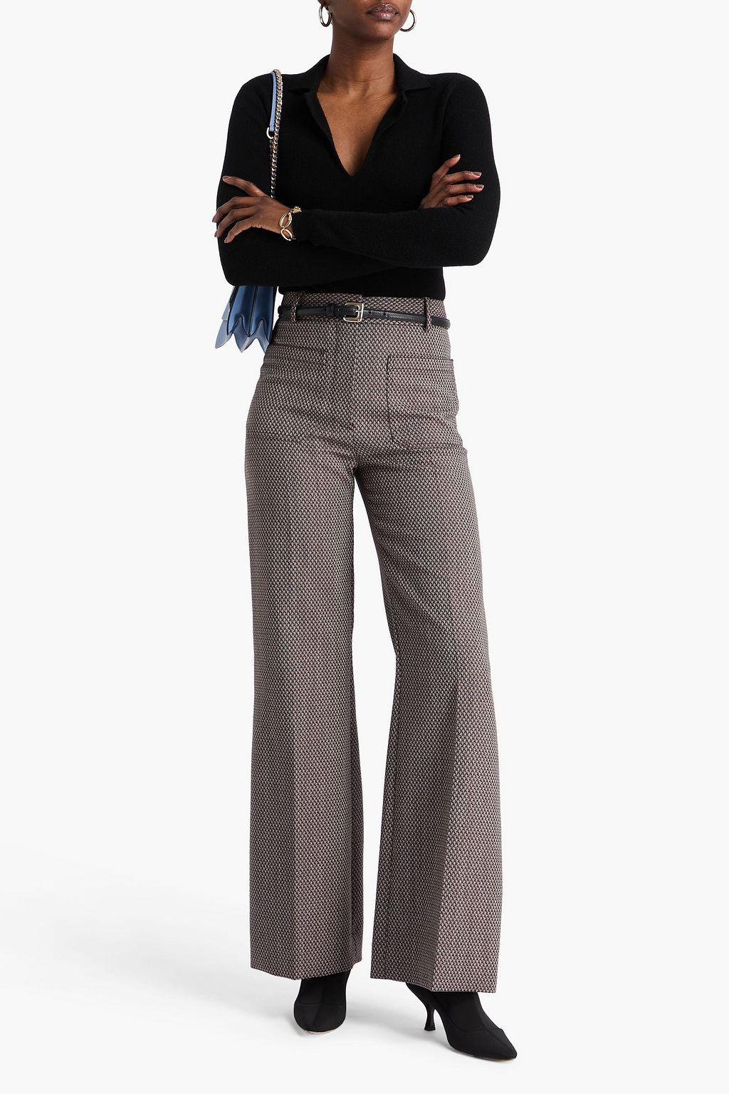 VICTORIA BECKHAM Alina wool-jacquard flared pants