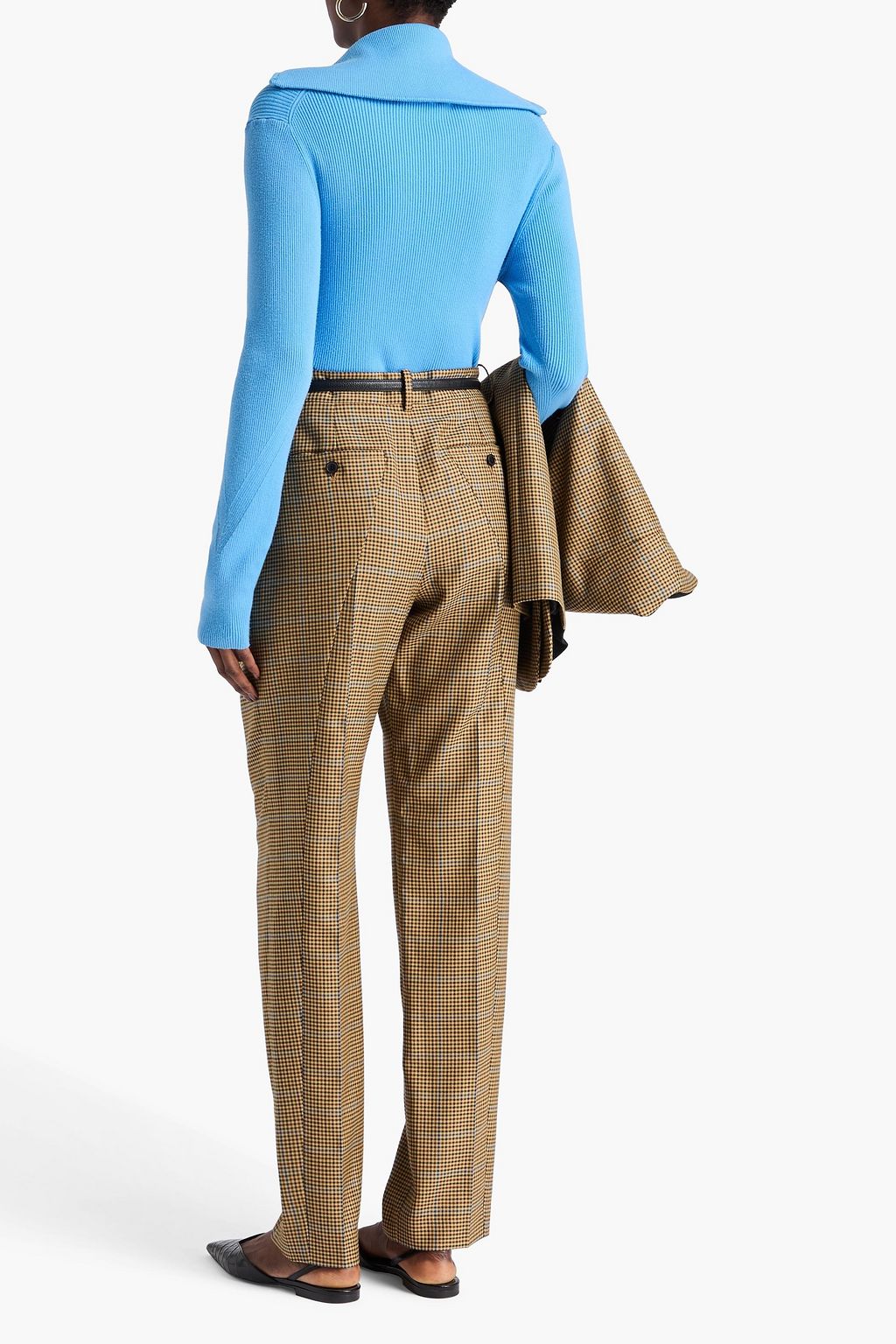 VICTORIA BECKHAM Houndstooth wool-twill tapered pants
