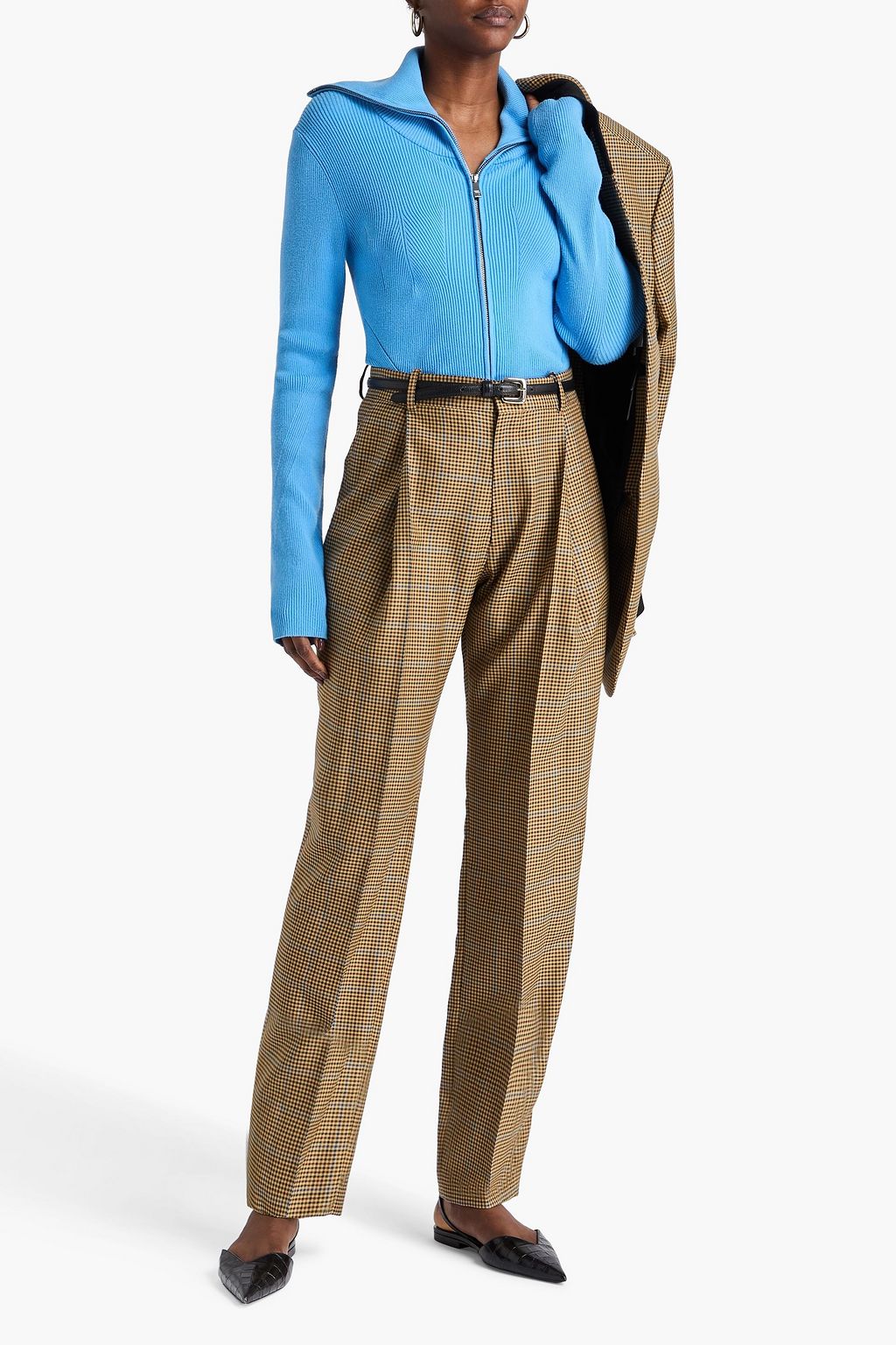 VICTORIA BECKHAM Houndstooth wool-twill tapered pants