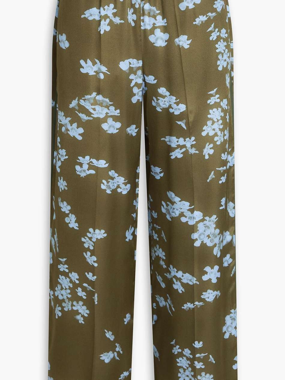 floral-print satin wide-leg pants