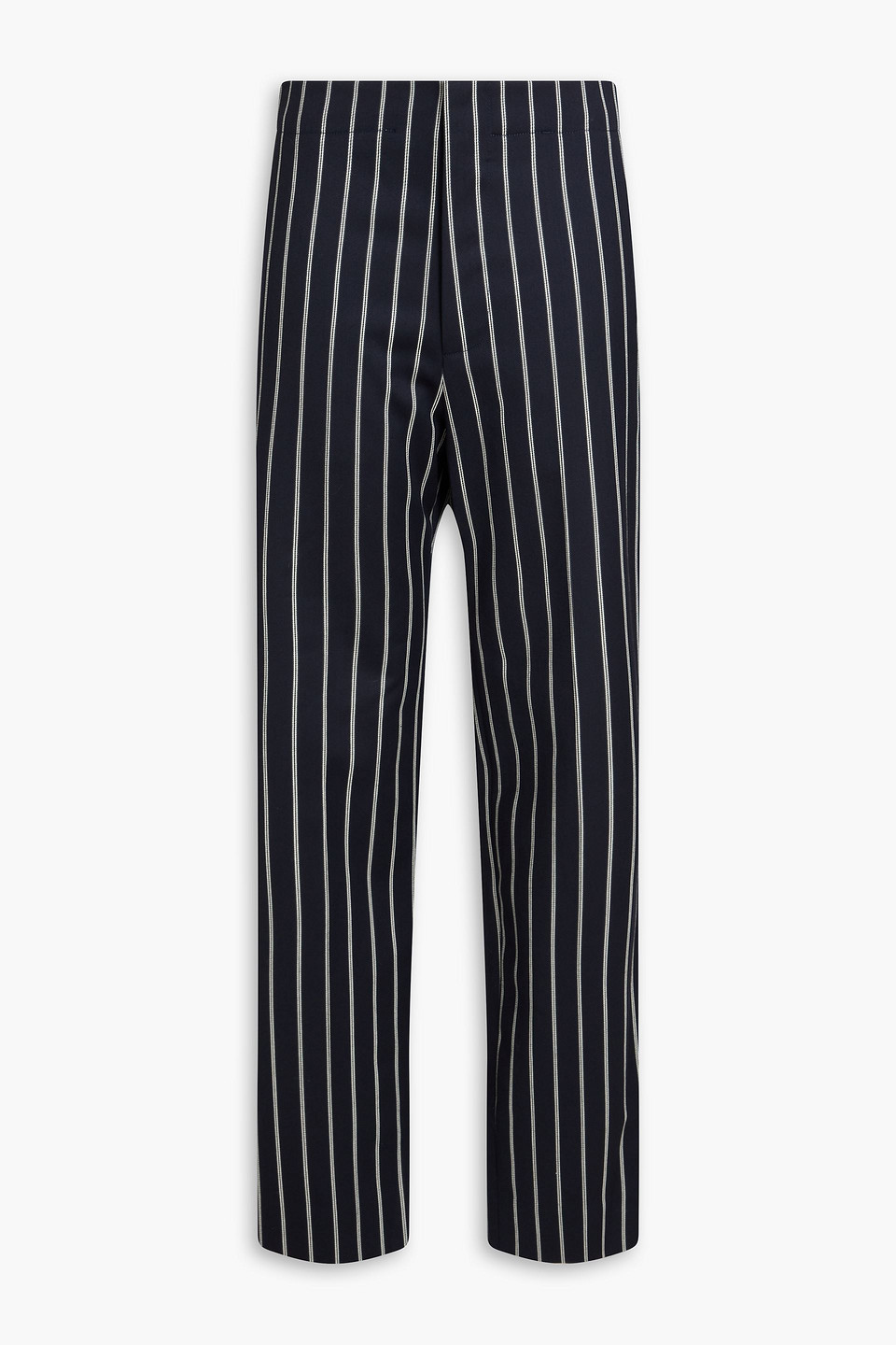 Victoria Beckham Striped Wool And Cotton-blend Jacquard Tapered Pants In Black