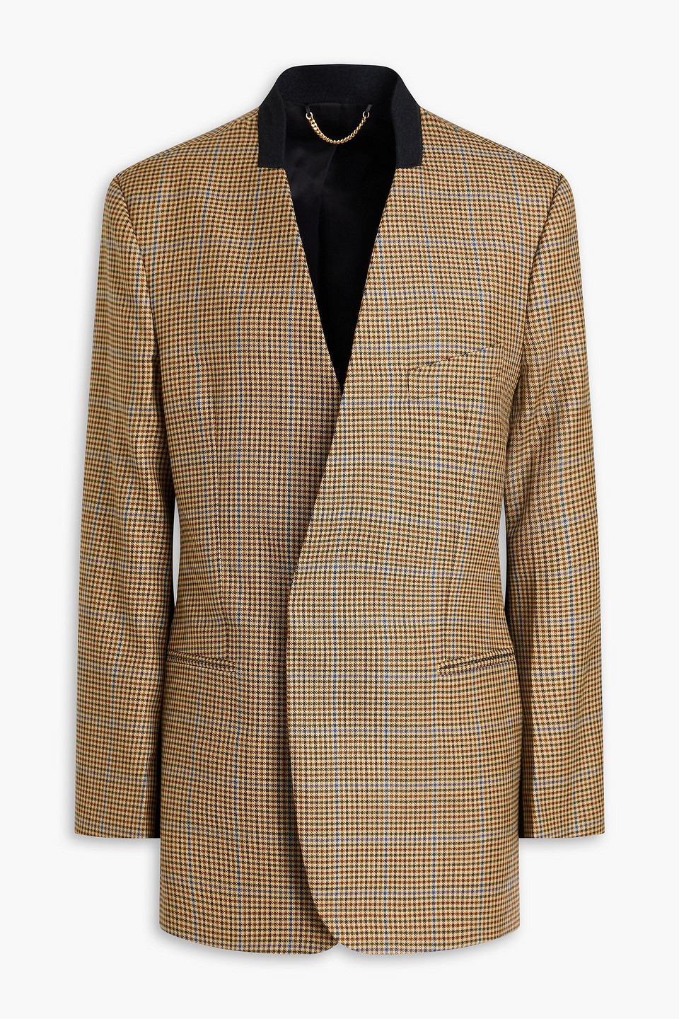 Victoria Beckham Houndstooth Wool-tweed And Grain De Poudre Blazer In Brown