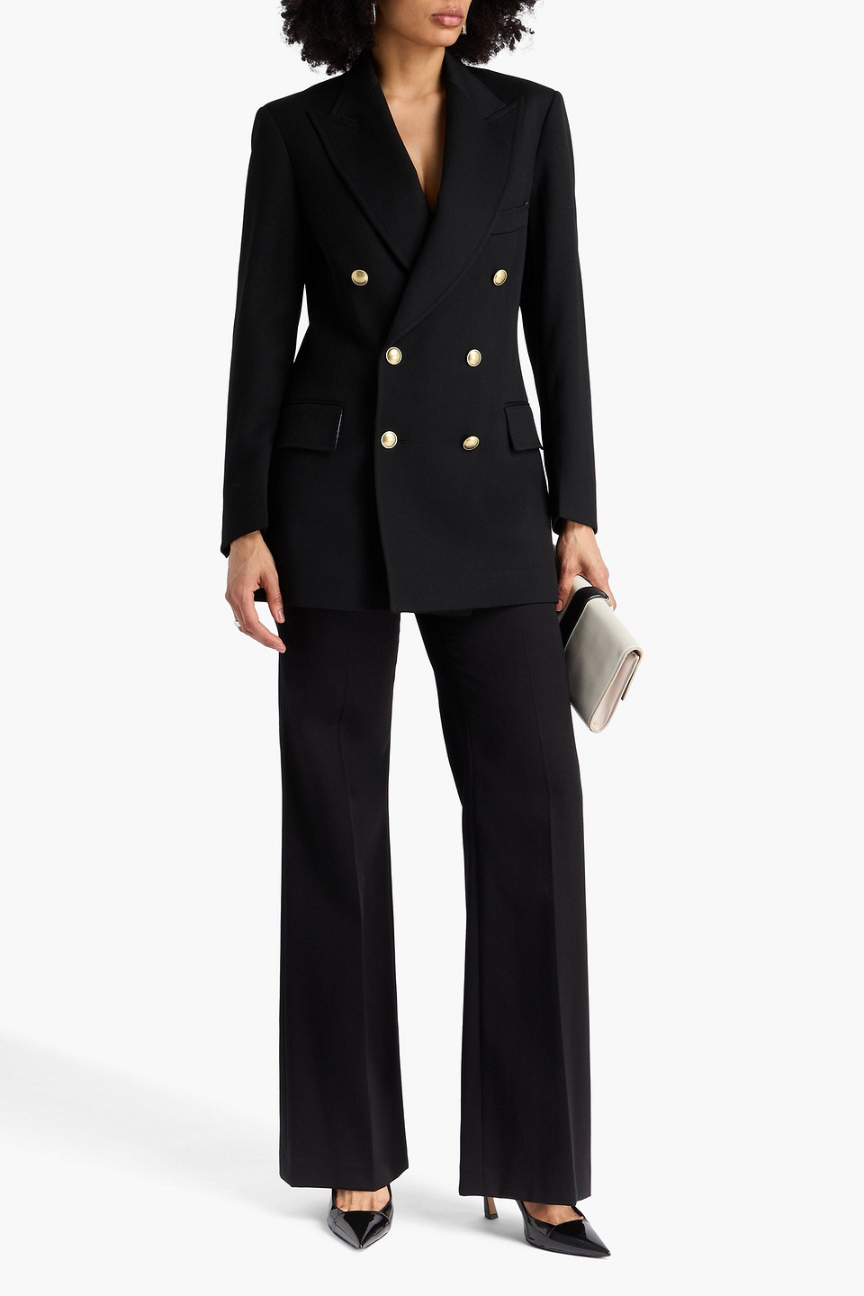 Victoria Beckham Doppelreihiger Blazer Aus Grain De Poudre In Black