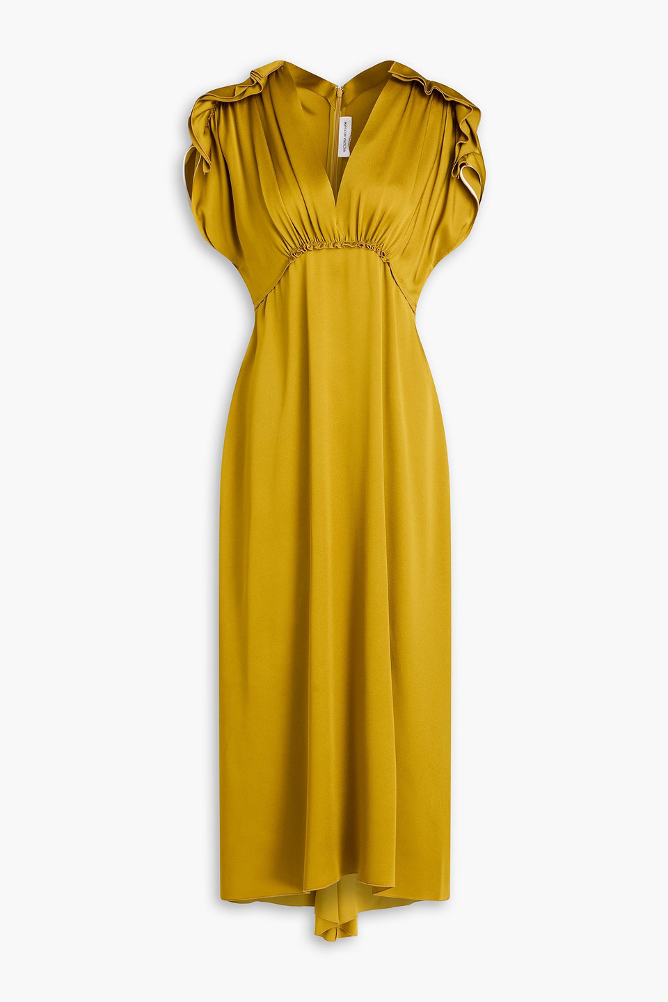 Ruffled satin-crepe midi dress