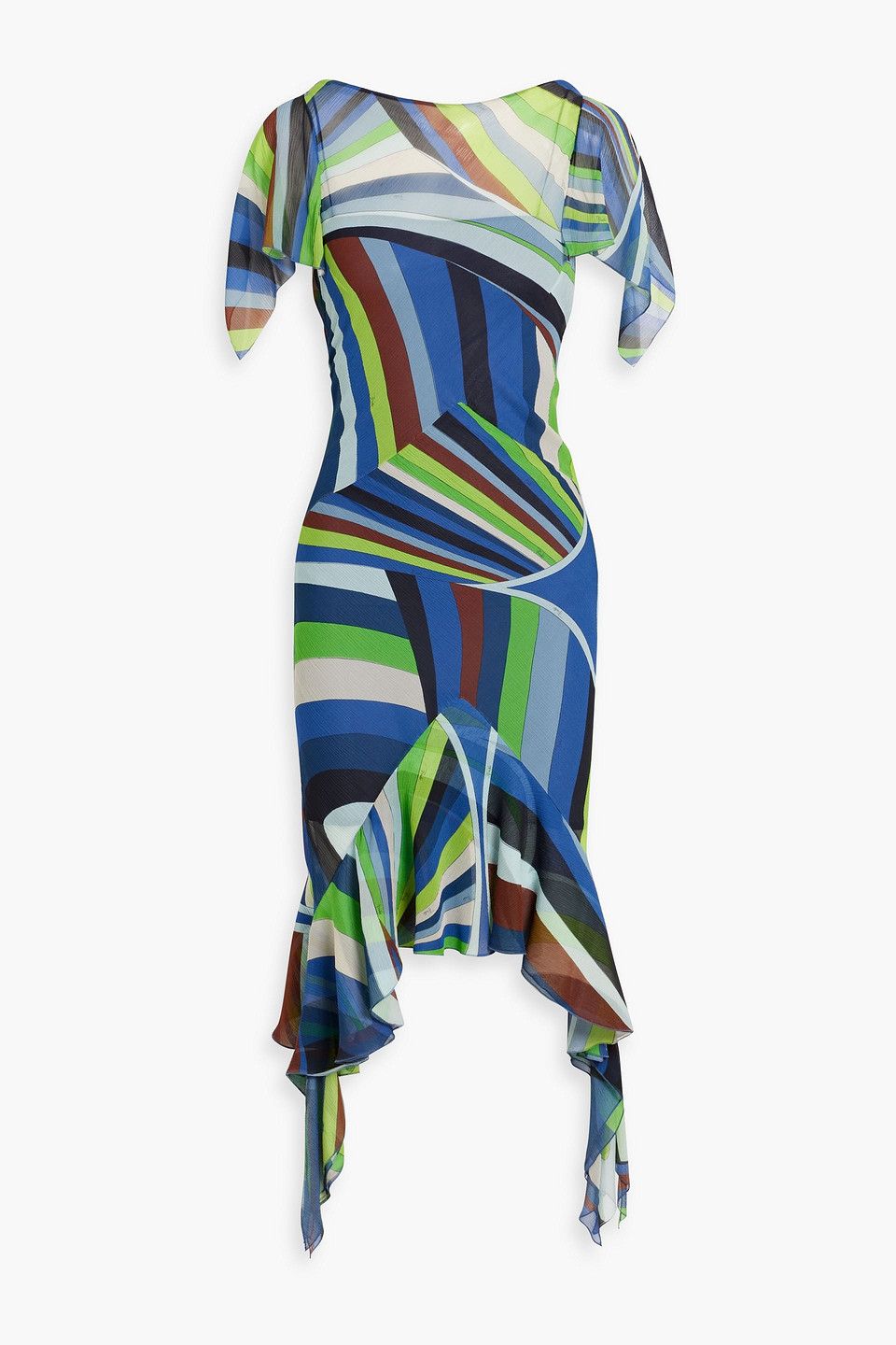 Ruffled printed silk-georgette midi dress